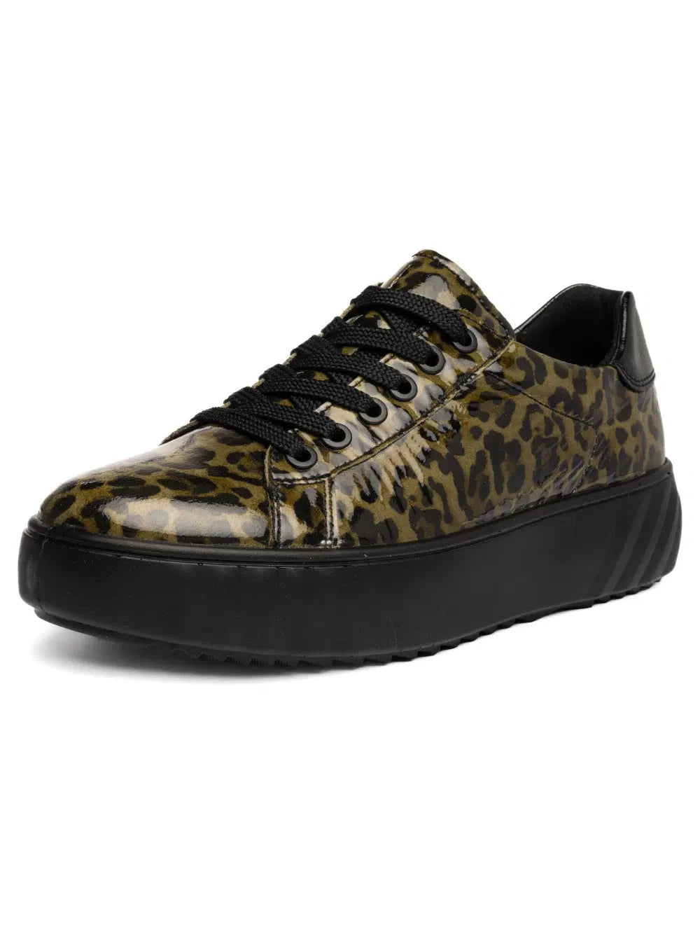 Ara Monaco Olive Leopard Wide Fit Platform Trainers