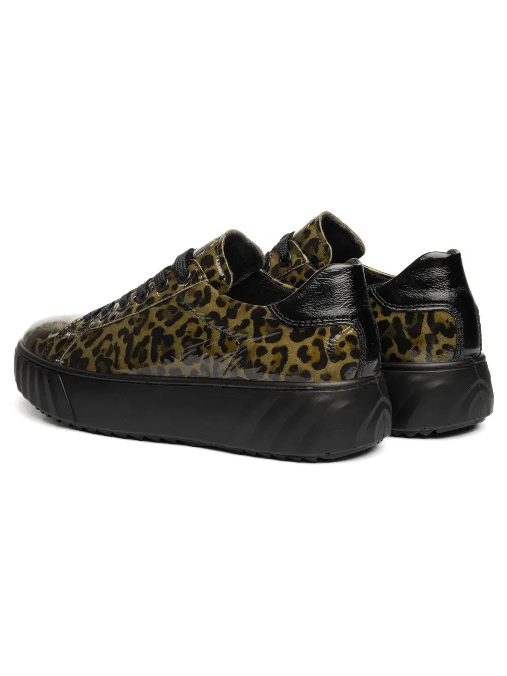 Ara Monaco Olive Leopard Wide Fit Platform Trainers