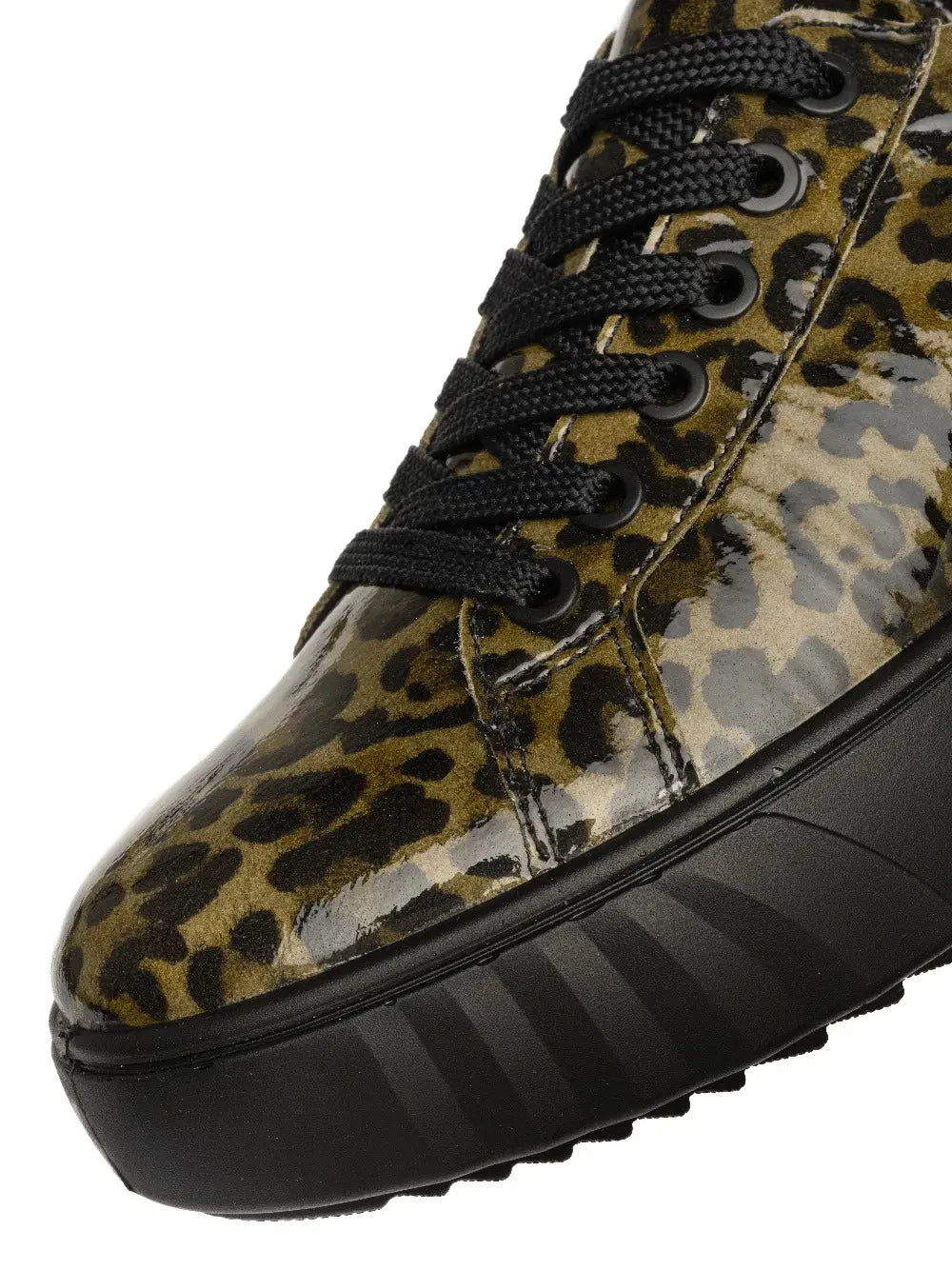 Ara Monaco Olive Leopard Wide Fit Platform Trainers