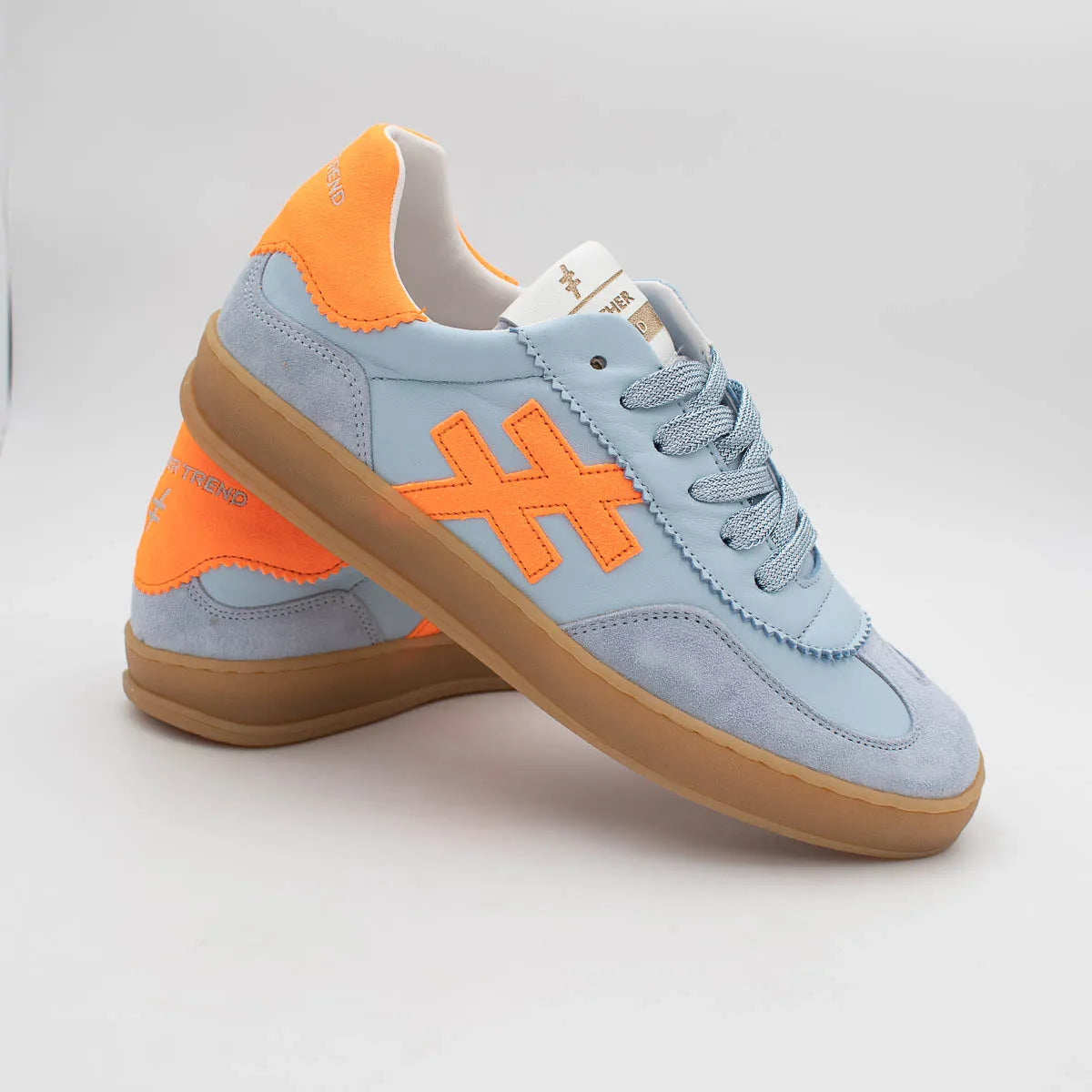 Another Trend ICONIC II Sky Trainer with Orange Suede Logo - A0320429