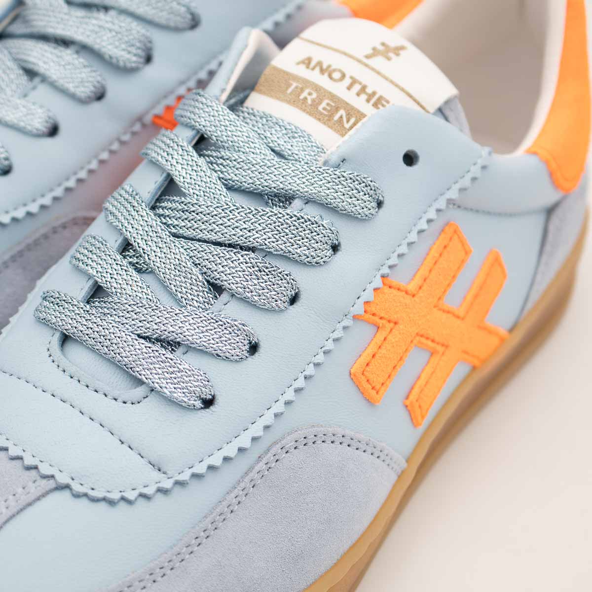 Another Trend ICONIC II Sky Trainer with Orange Suede Logo - A0320429