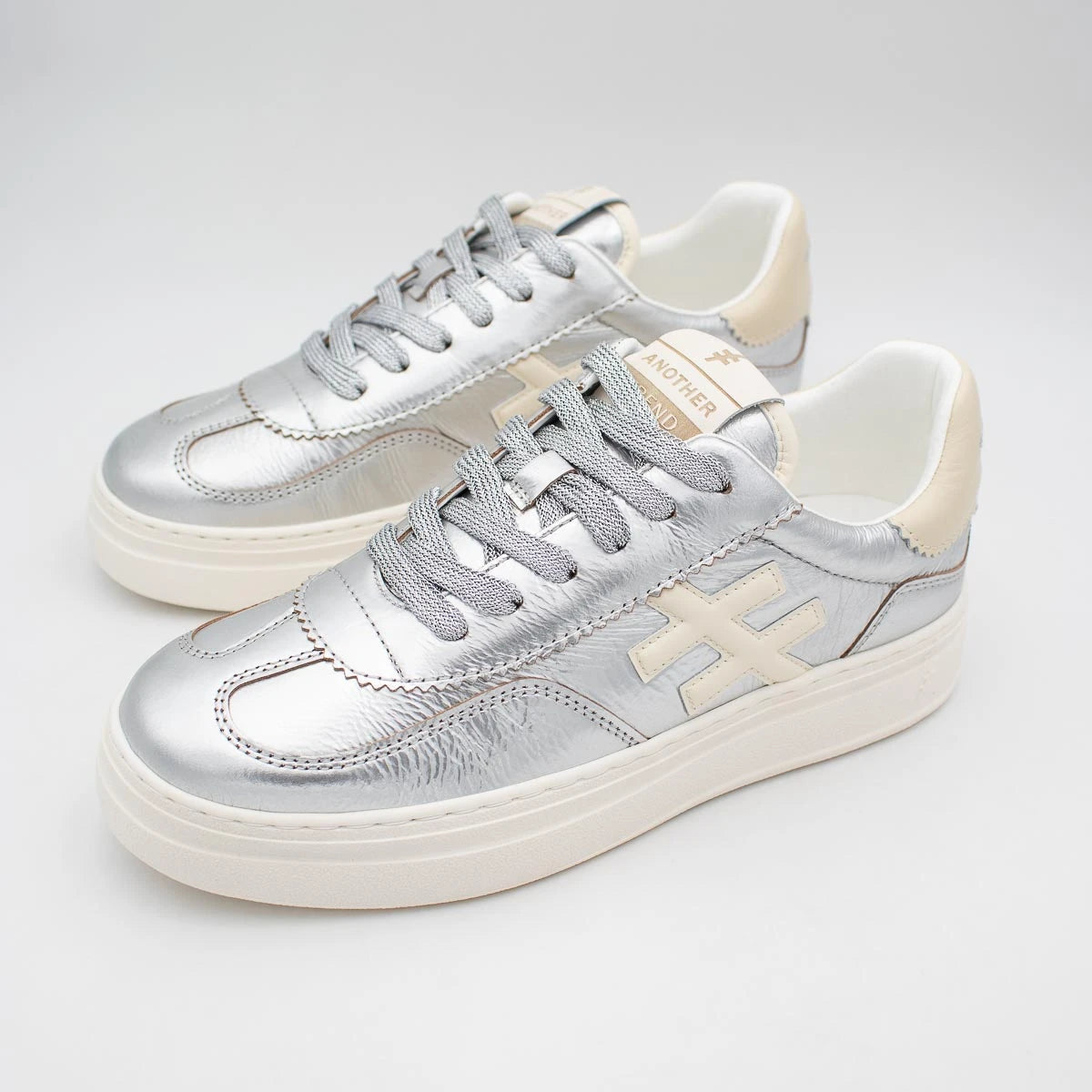 Another Trend Silver and Cream Trainer (Platform Sole) - A0352641