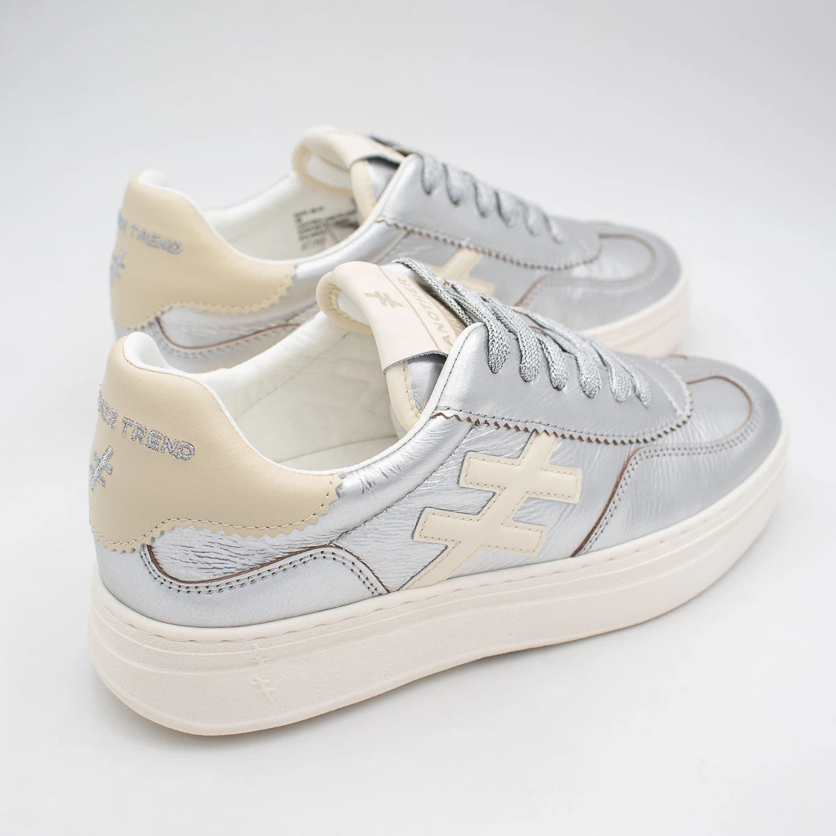 Another Trend Silver and Cream Trainer (Platform Sole) - A0352641