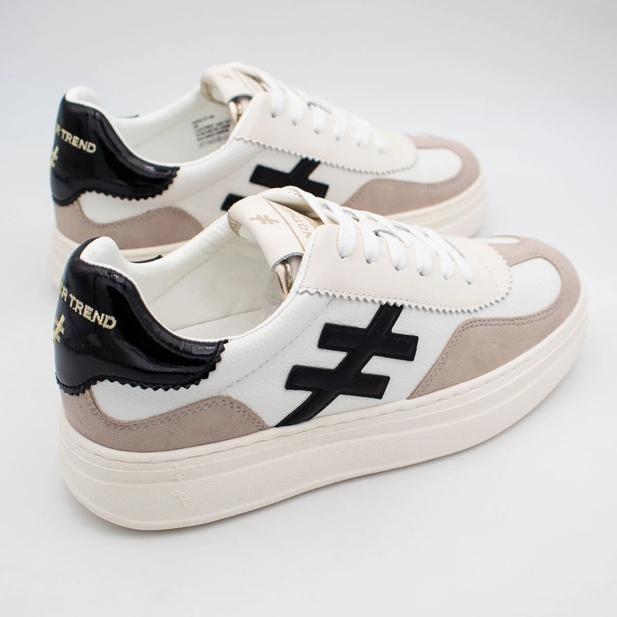 Another Trend White and Taupe Trainer (Platform Sole) - A032T493