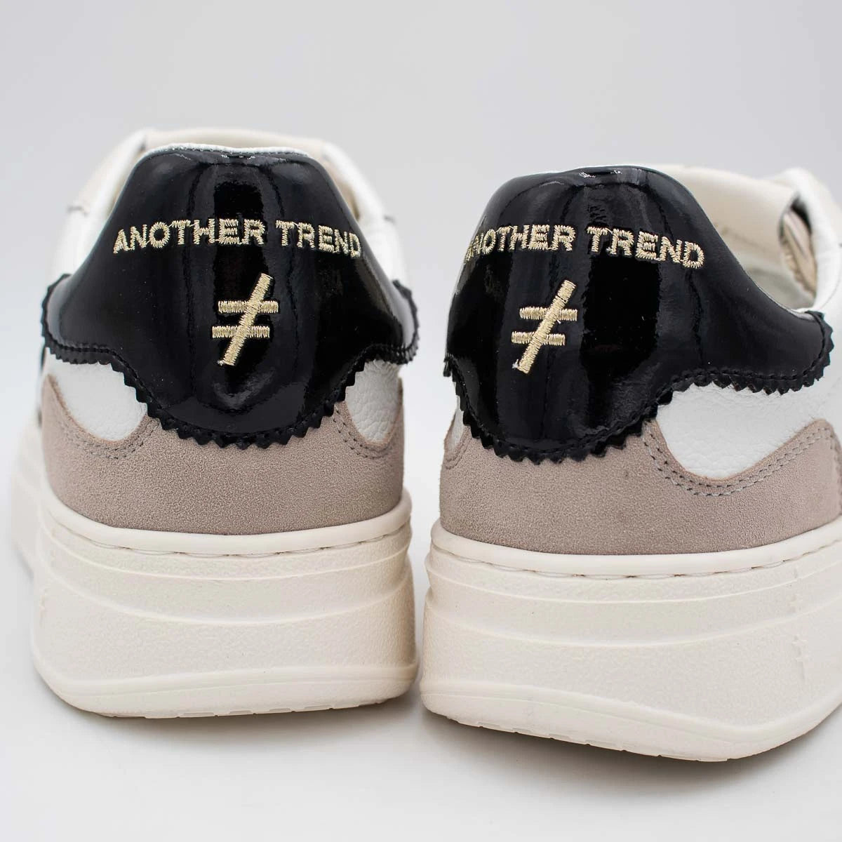 Another Trend White and Taupe Trainer (Platform Sole) - A032T493