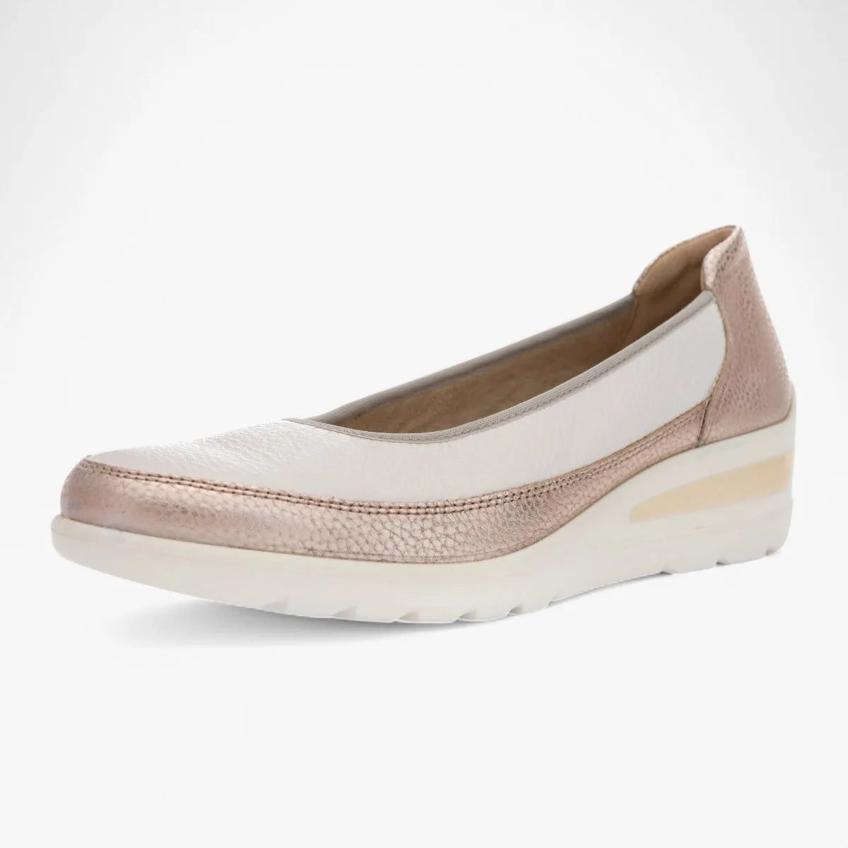 Ara Zürich Cream Court Shoes with Wedge Sole - Leavys Shoes