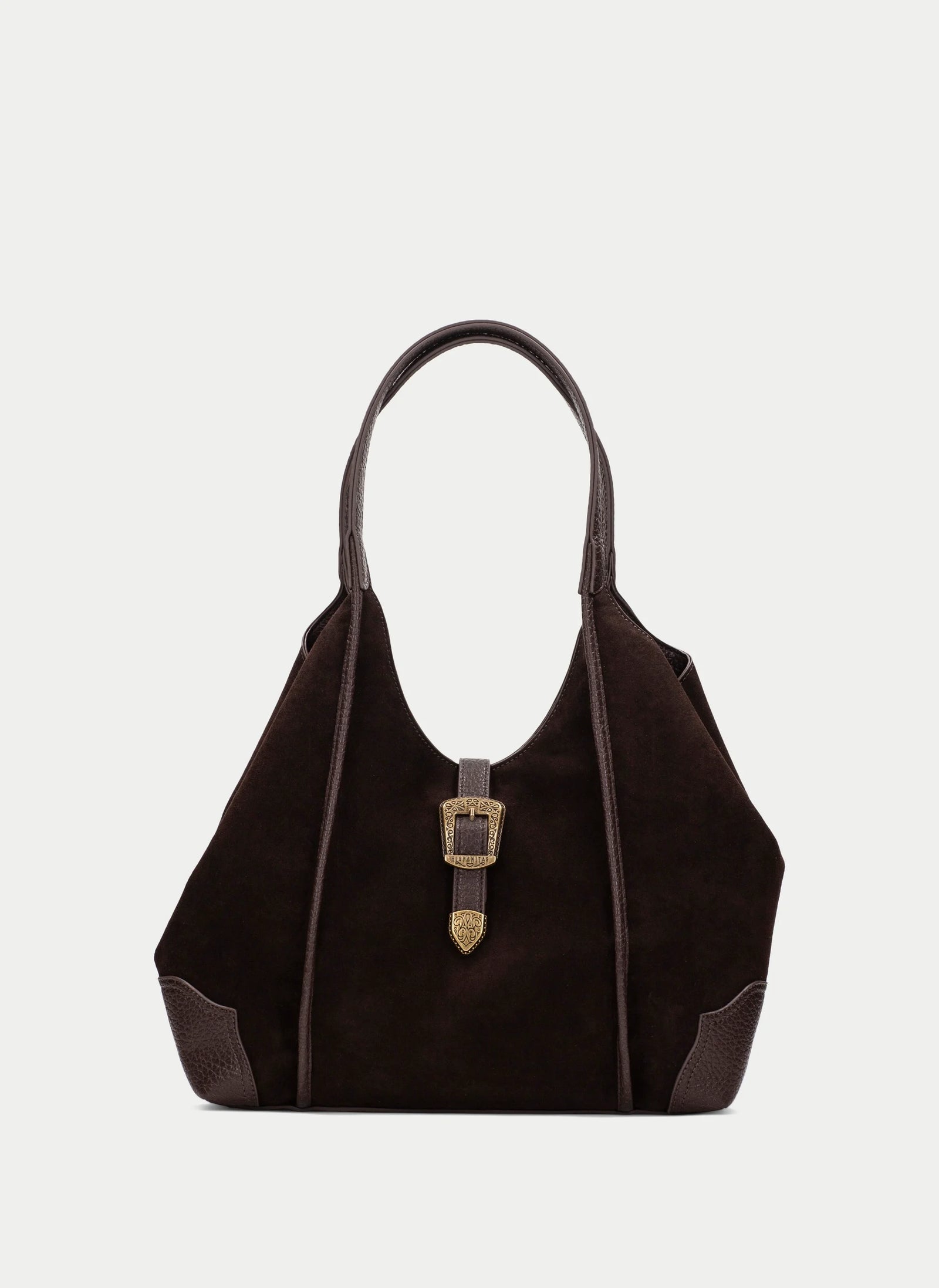 Hispanitas Chocolate Recycled Suede-Effect Hobo Bag