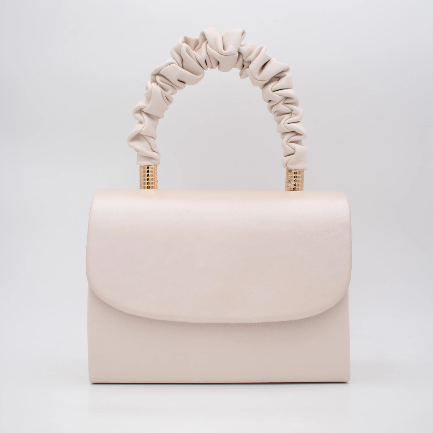 Emis Beige Ruched Handle Occasion Handbag