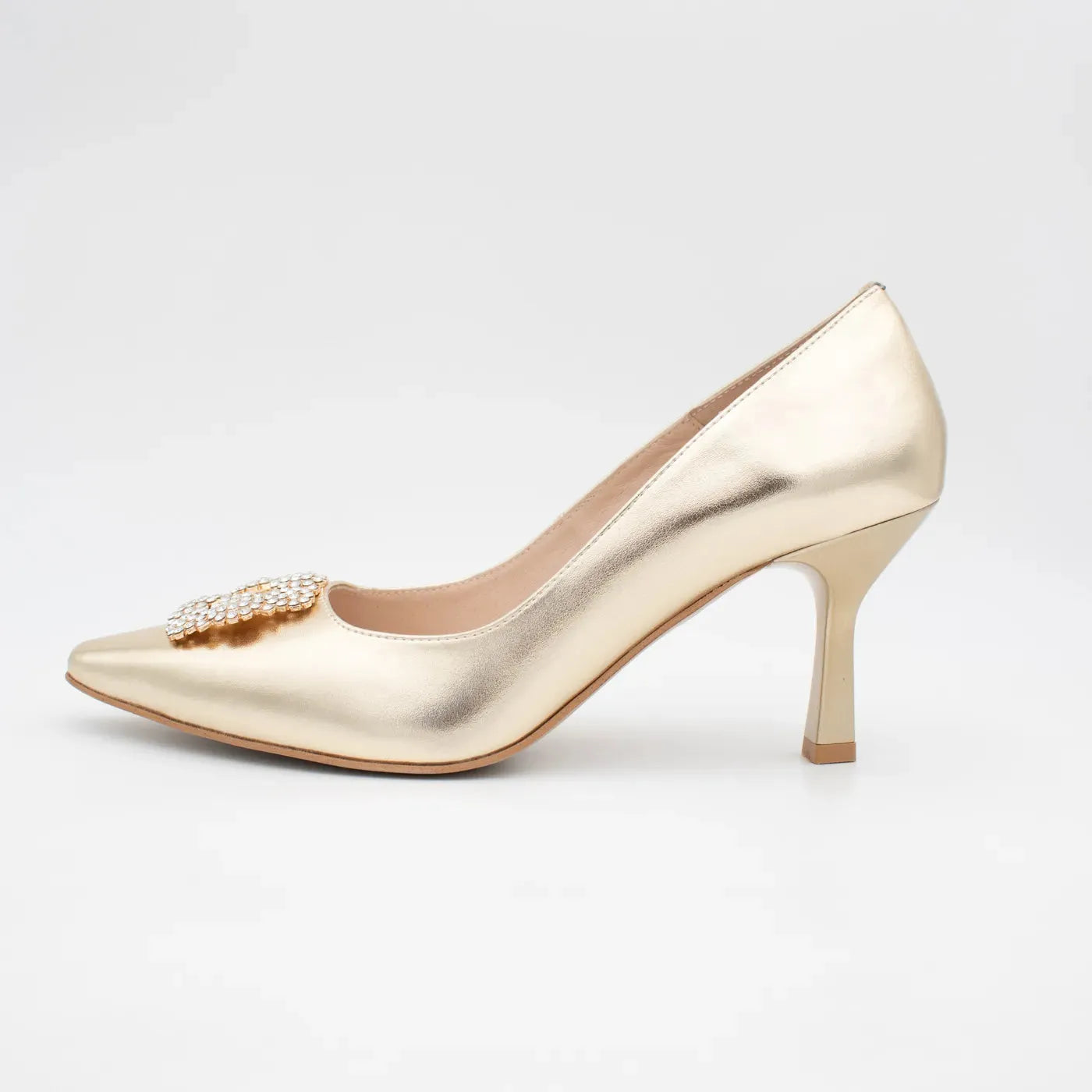 EMIS Lumière Gold Heels – Timeless Elegance with a Sculpted Heel - Leavys Shoes