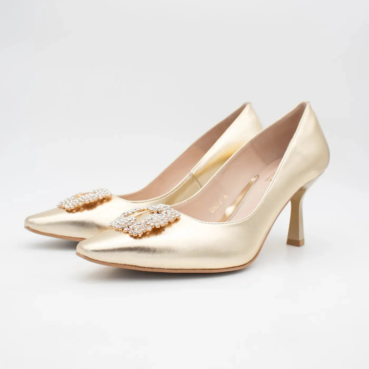 EMIS Lumière Gold Heels – Timeless Elegance with a Sculpted Heel - Leavys Shoes