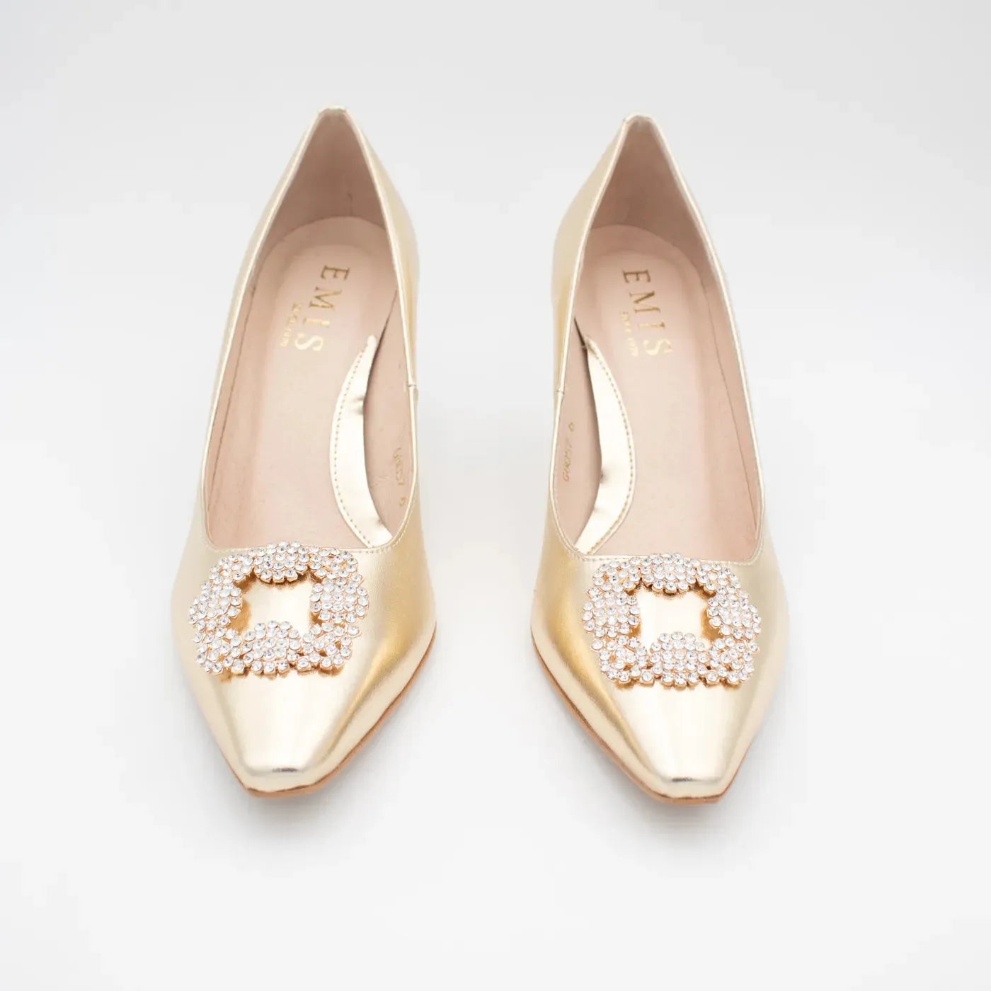 EMIS Lumière Gold Heels – Timeless Elegance with a Sculpted Heel - Leavys Shoes