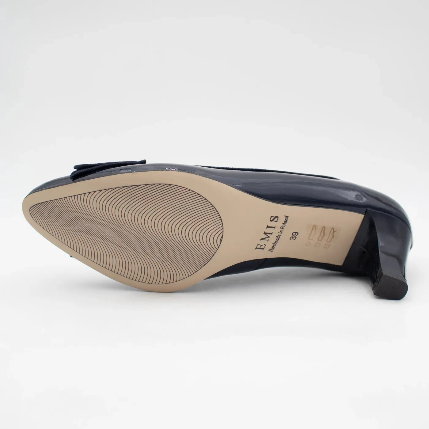 EMIS Vivienne Navy Patent Heels – A Sophisticated Blend of Gloss & Suede - Leavys Shoes