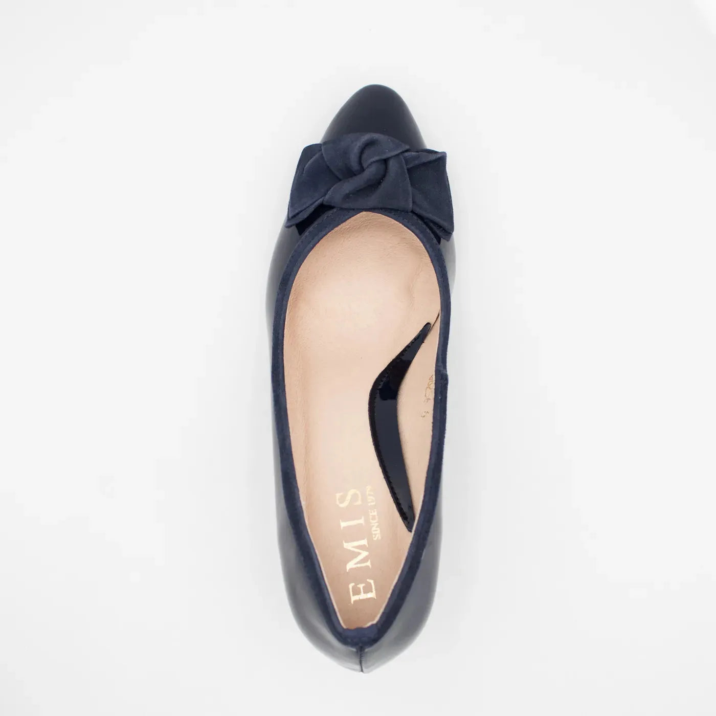 EMIS Vivienne Navy Patent Heels – A Sophisticated Blend of Gloss & Suede - Leavys Shoes