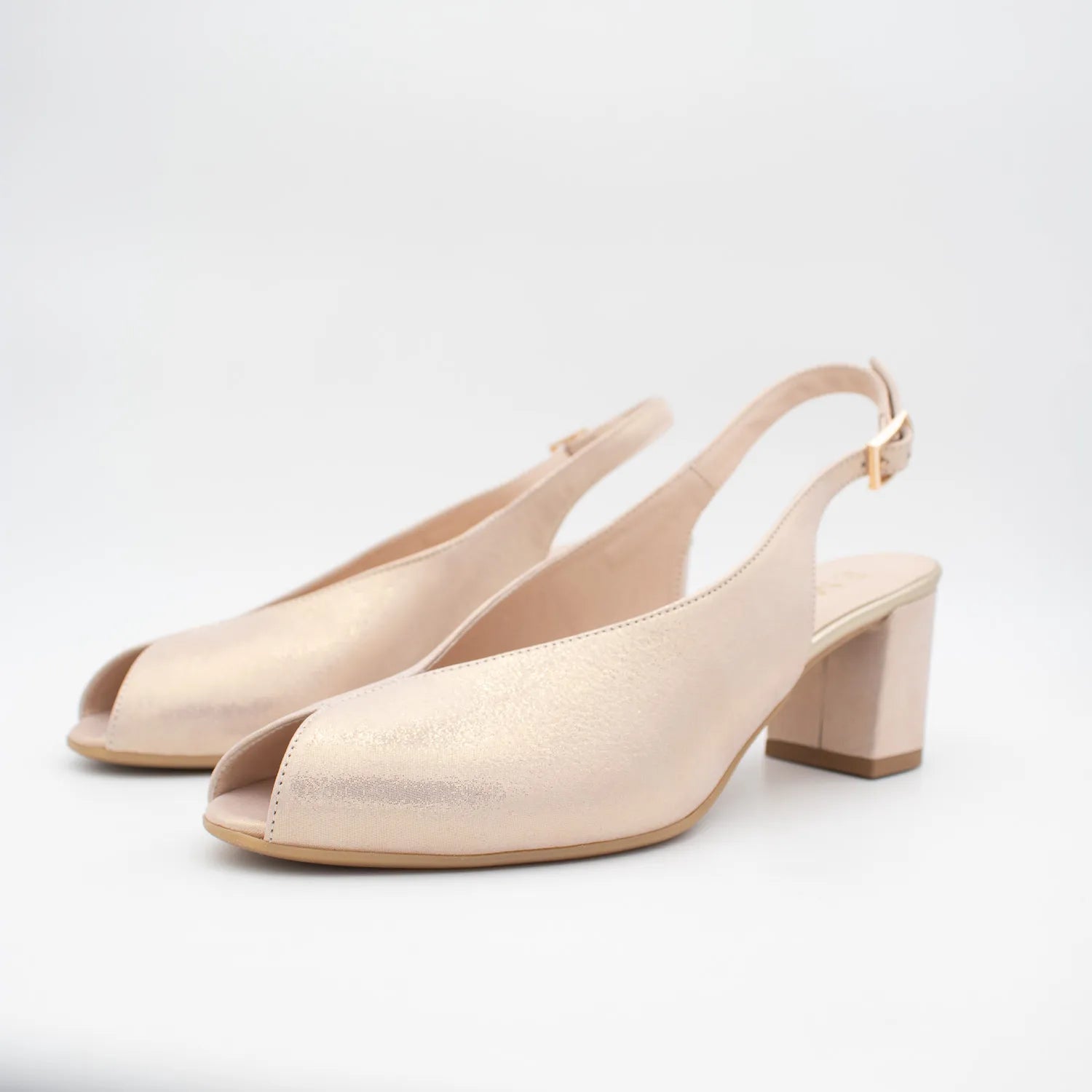 EMIS Blush Shimmer Slingback Heel with Peep Toe - Leavys Shoes