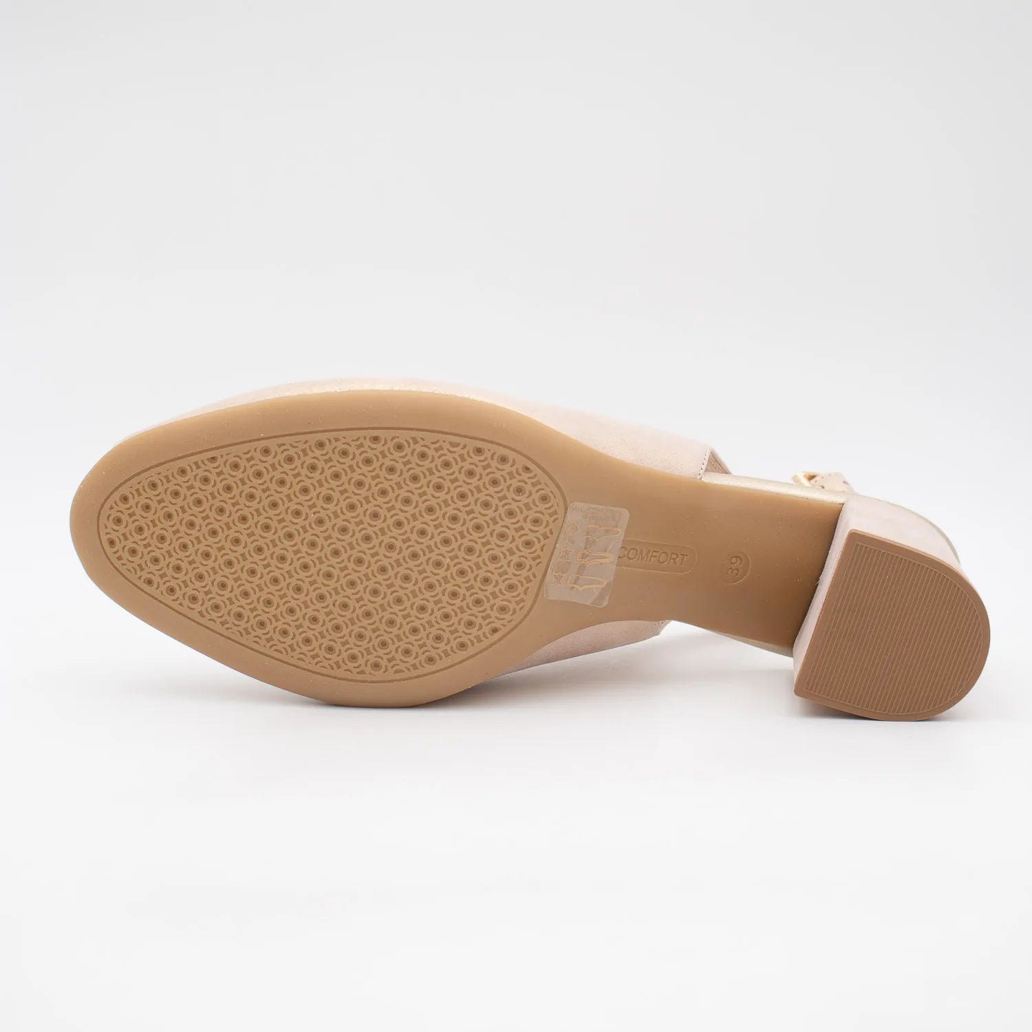 EMIS Blush Shimmer Slingback Heel with Peep Toe - Leavys Shoes