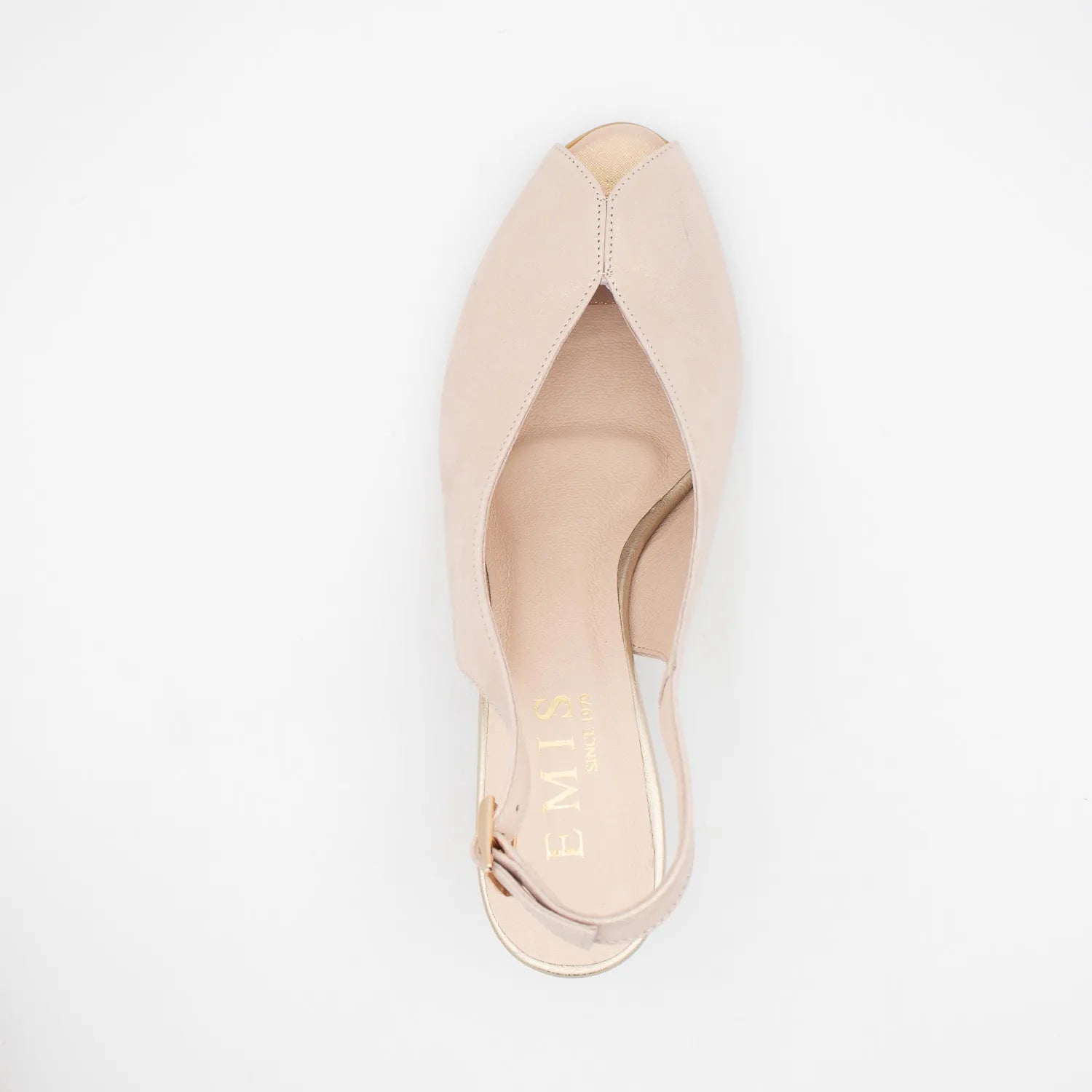 EMIS Blush Shimmer Slingback Heel with Peep Toe - Leavys Shoes
