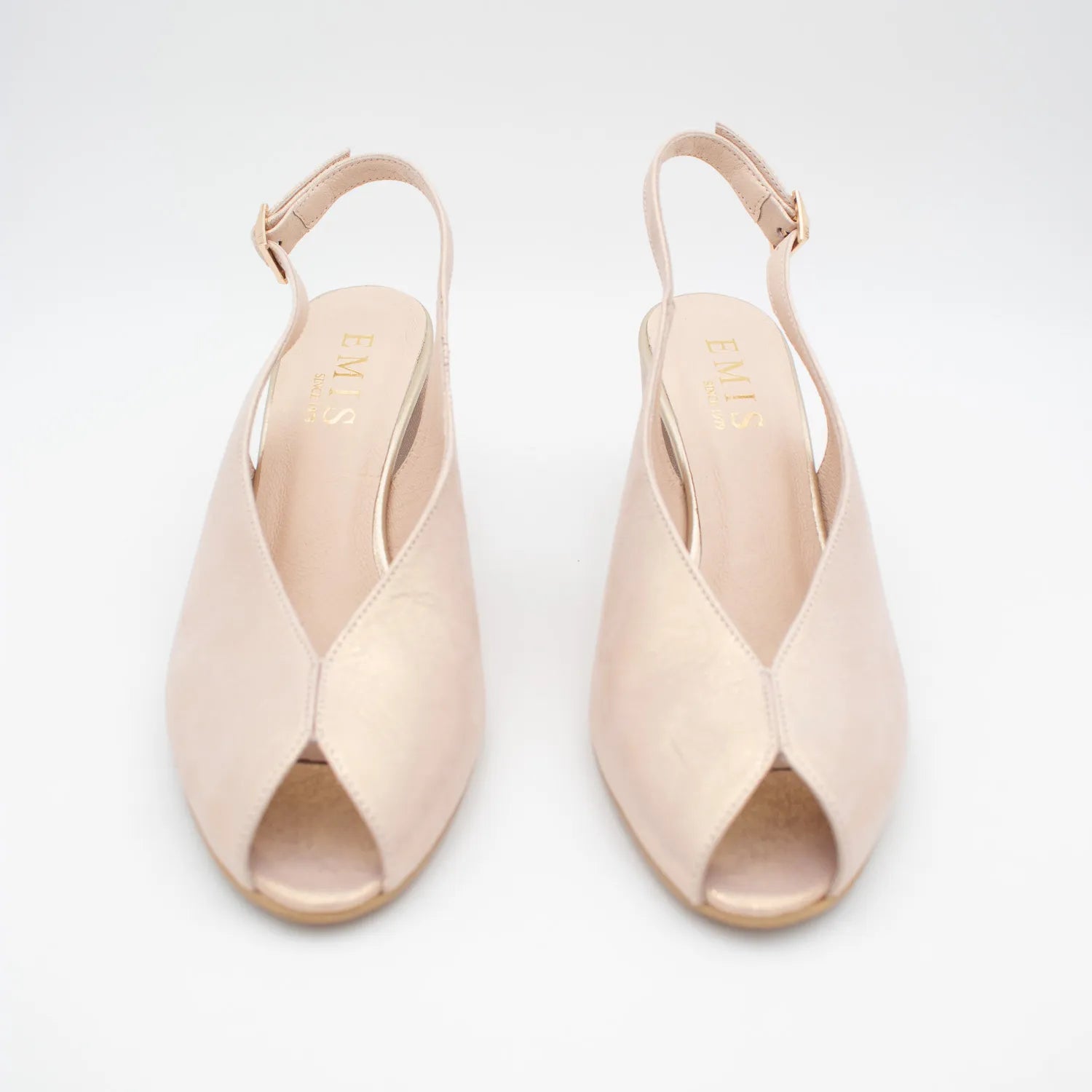 EMIS Blush Shimmer Slingback Heel with Peep Toe - Leavys Shoes