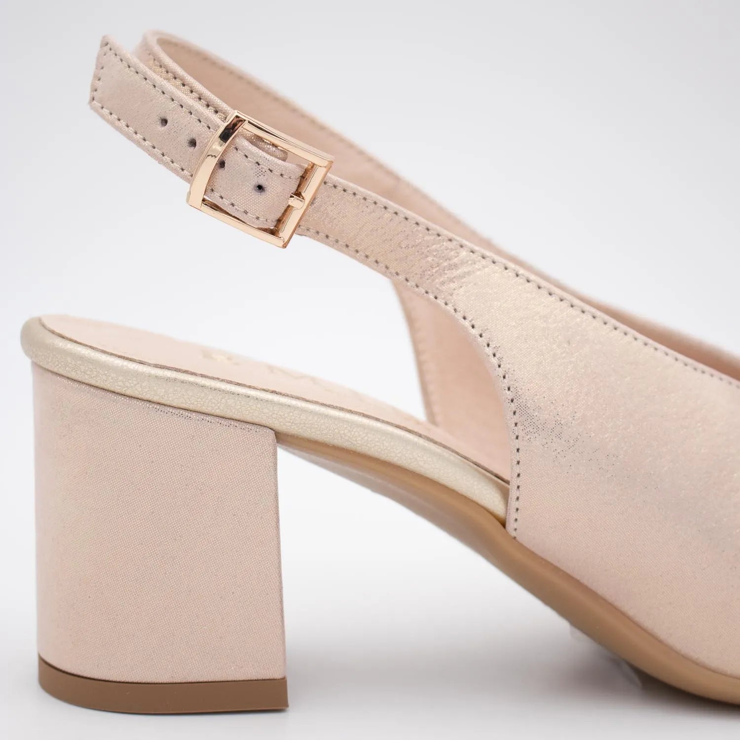 EMIS Blush Shimmer Slingback Heel with Peep Toe - Leavys Shoes