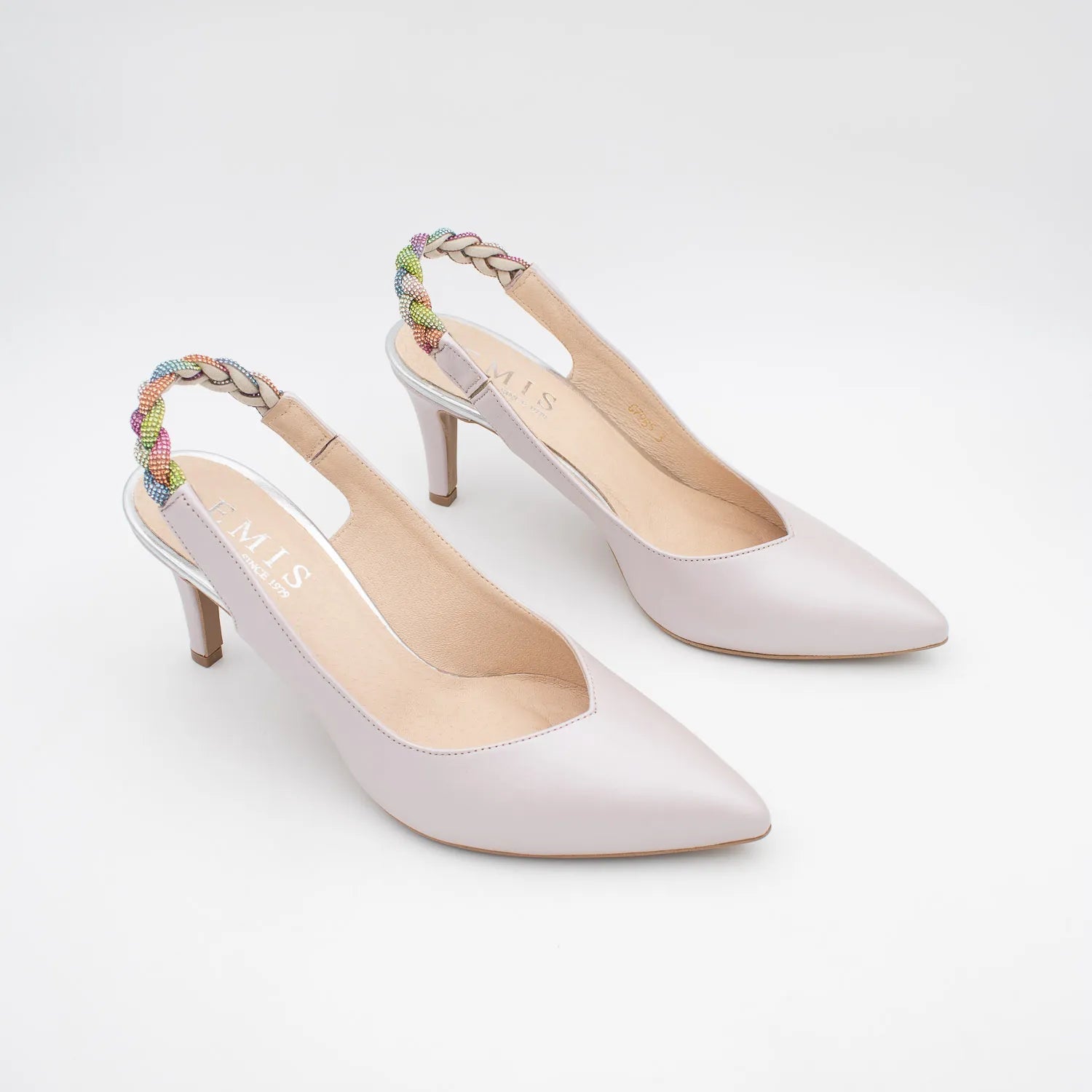 EMIS Pink Leather Slingback Heel with Braided Strap - Leavys Shoes