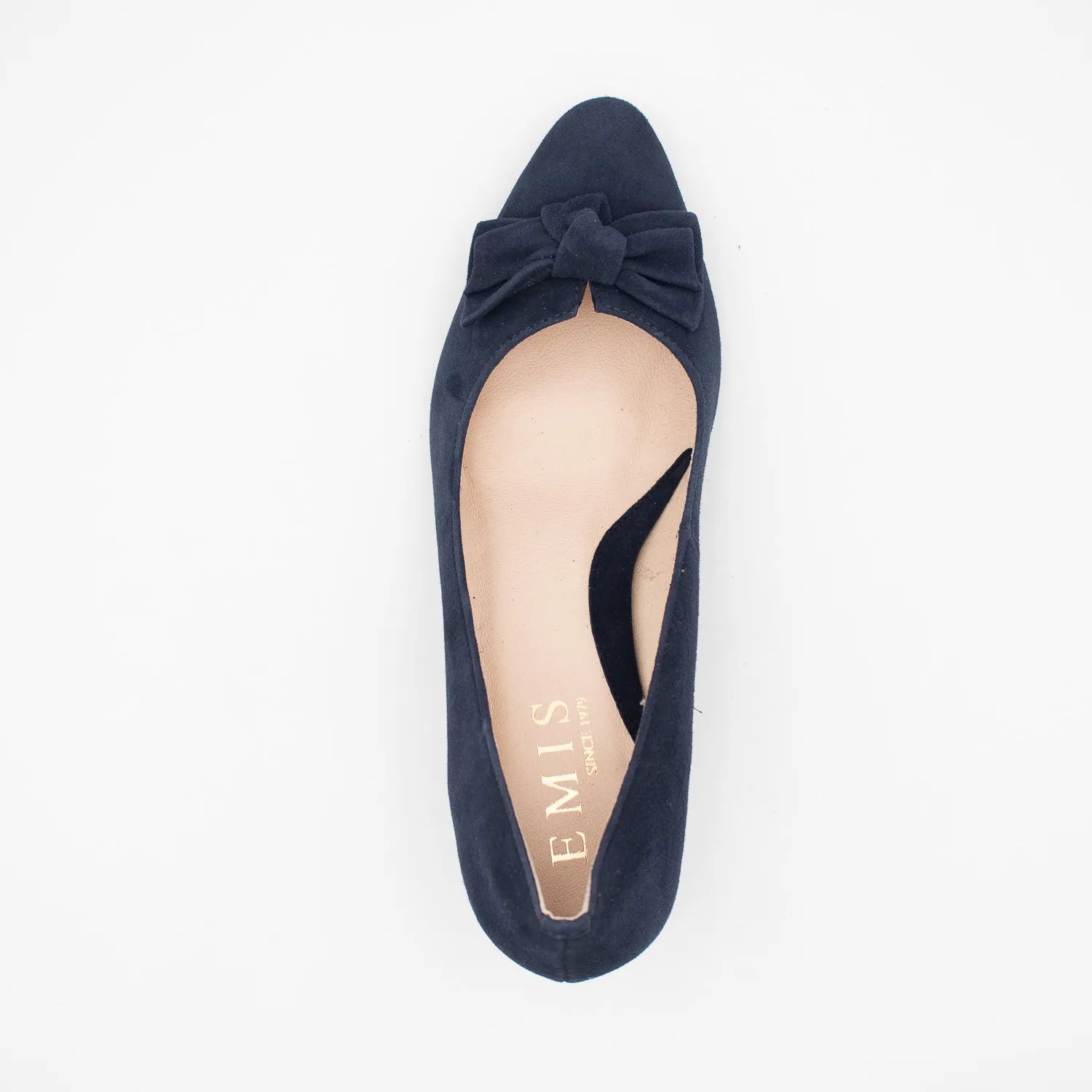 EMIS Navy Suede Leather Heel with Elegant Bow Detail - Leavys Shoes