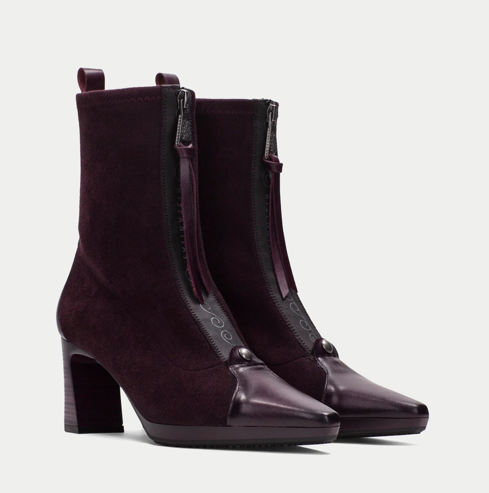 Hispanitas Bangkok Burgundy Leather Heeled Ankle Boots