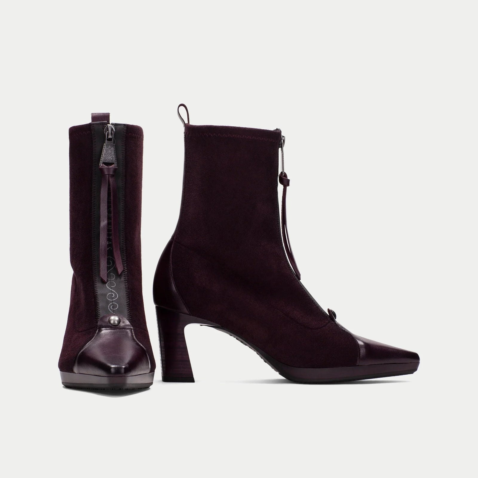 Hispanitas Bangkok Burgundy Leather Heeled Ankle Boots