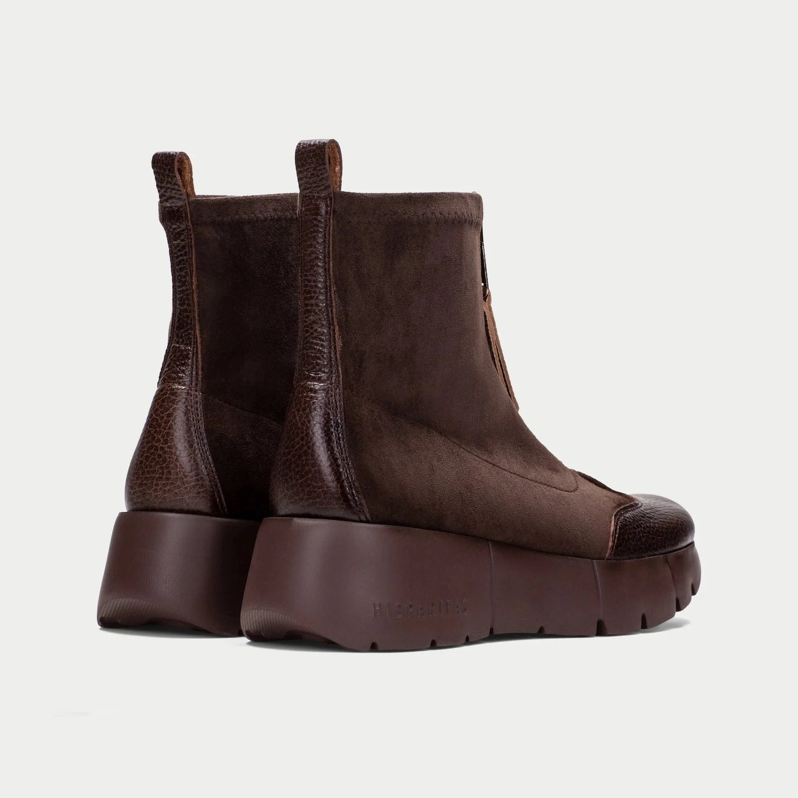 Hispanitas Montana Chocolate Leather Platform Ankle Boots