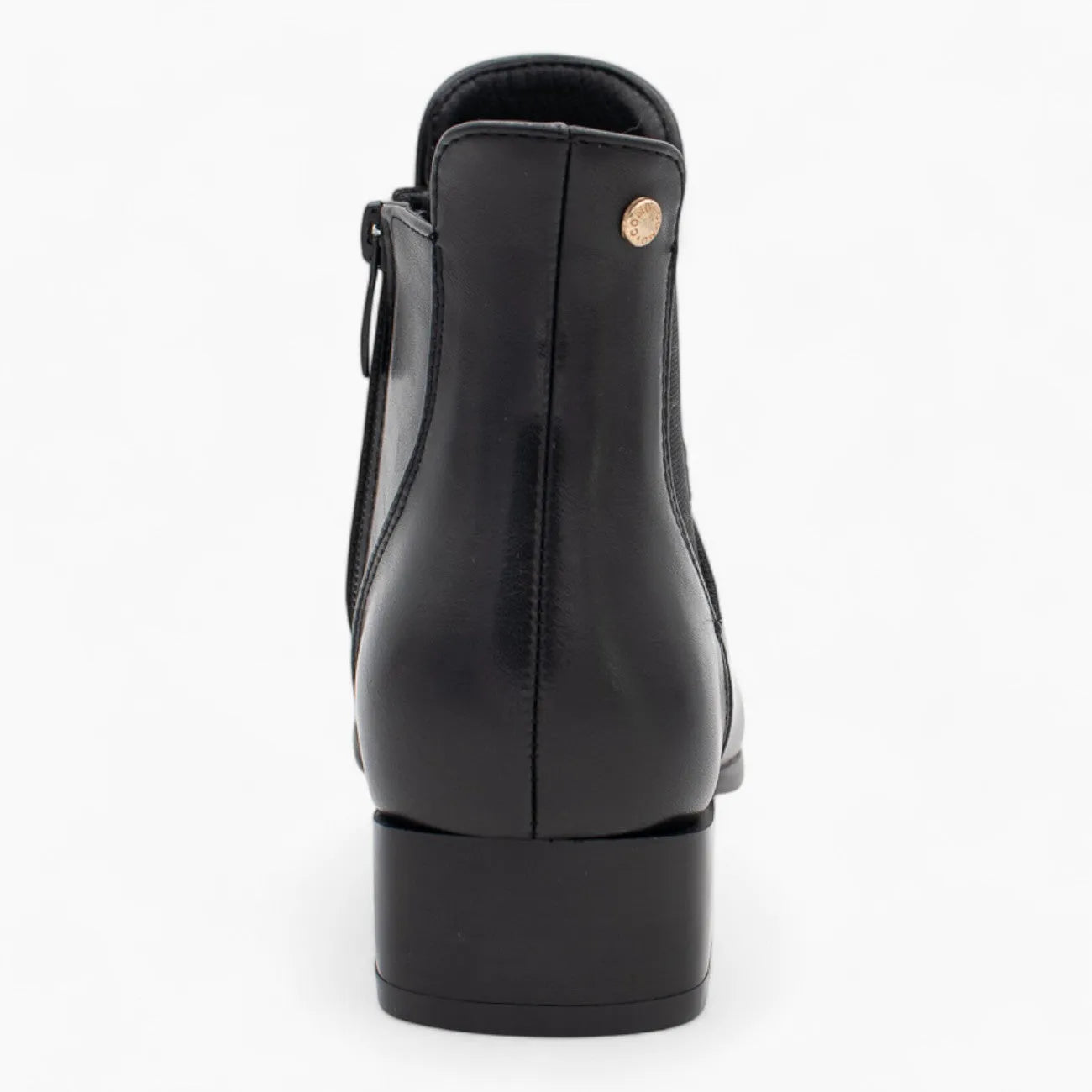 Nine 2 Five Black Ankle Boots with Gold Chain, Block Heel, Cushioned Comfort - Leavys Shoes