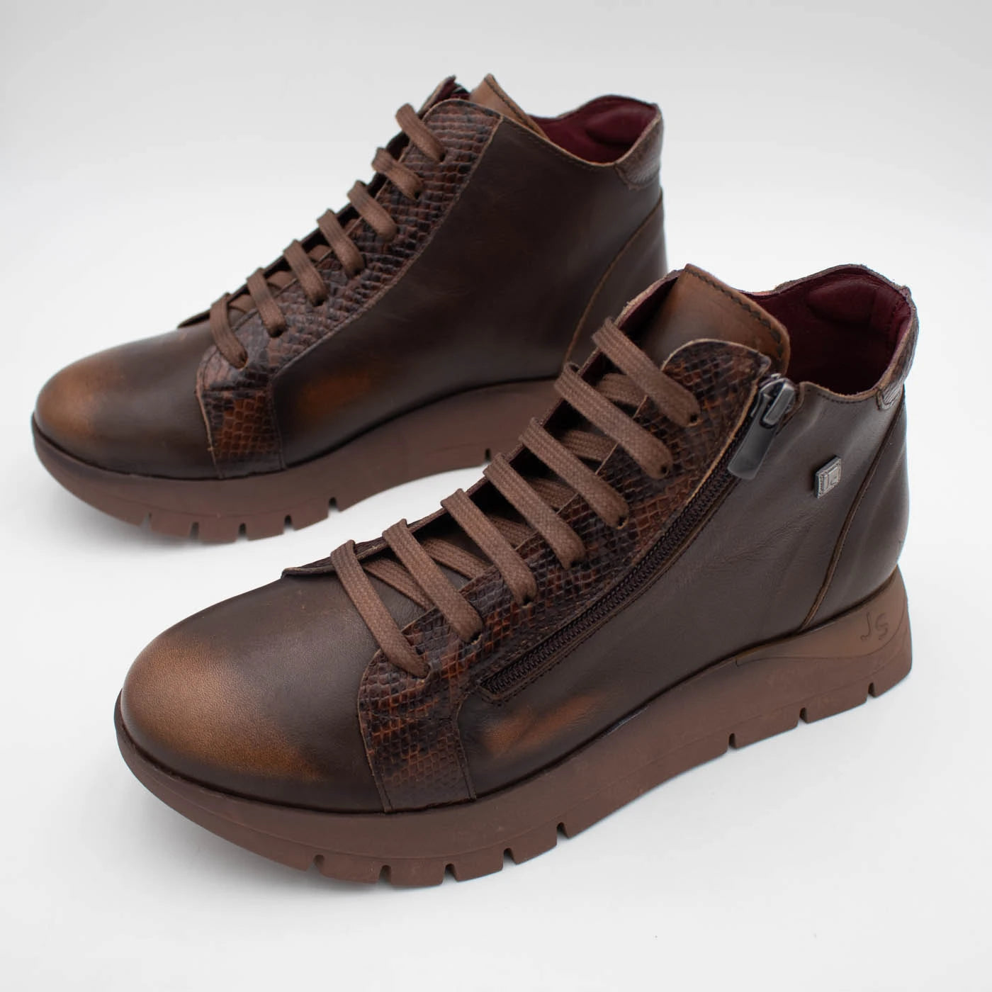 Jose Saenz Belén Tan & Brown Leather Zip Ankle Boots