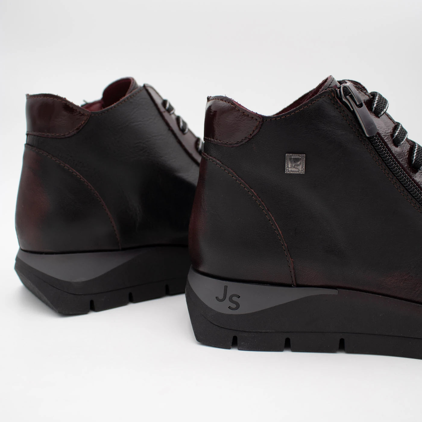 Jose Saenz Belén Burgundy Leather Zip Ankle Boots