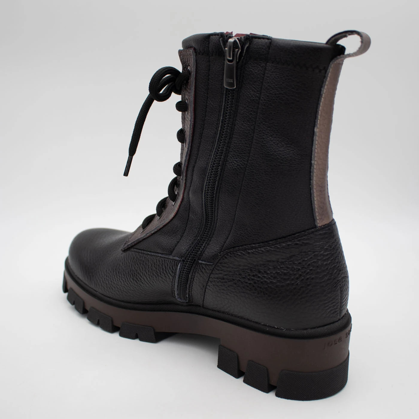 Jose Saenz Noelia Black Leather Lace-Up Ankle Boots