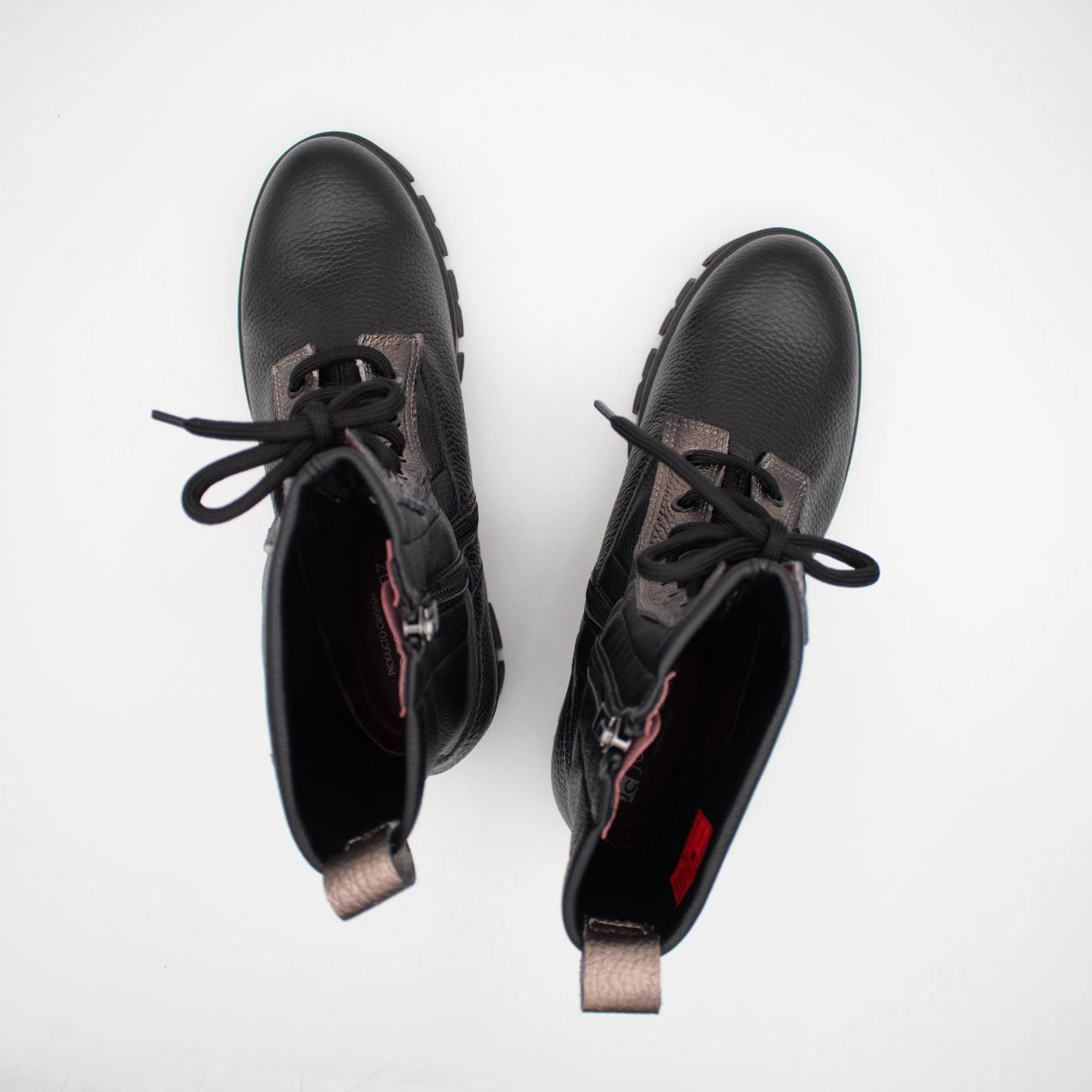 Jose Saenz Noelia Black Leather Lace-Up Ankle Boots