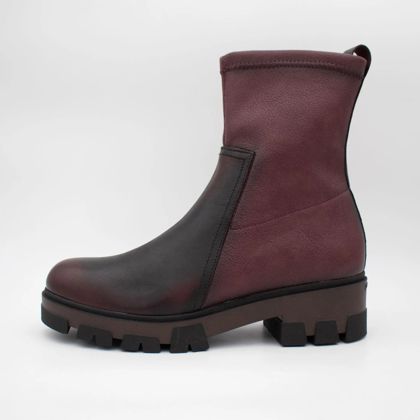Jose Saenz Noelia Burgundy Leather Stretch Ankle Boots