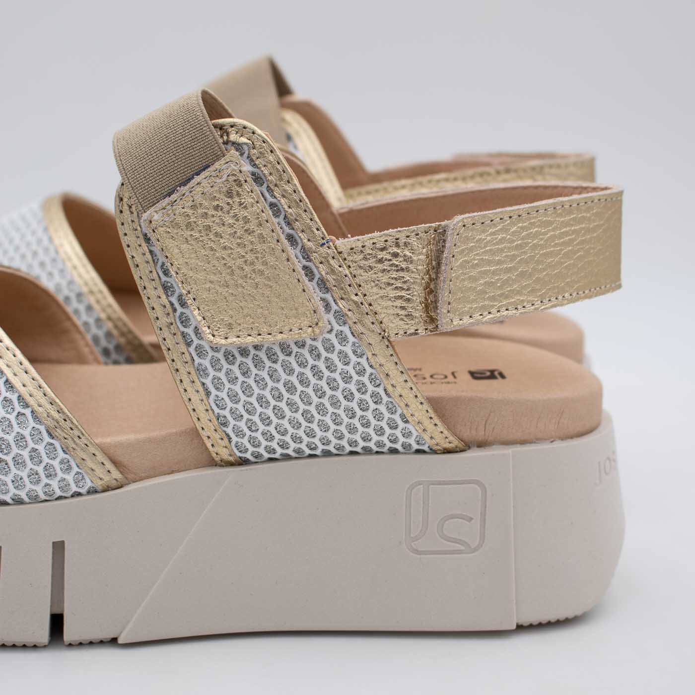 Jose Saenz Gold White Sandal (Wide Fit) – 4235 CHAMPAGNE/BLANCO