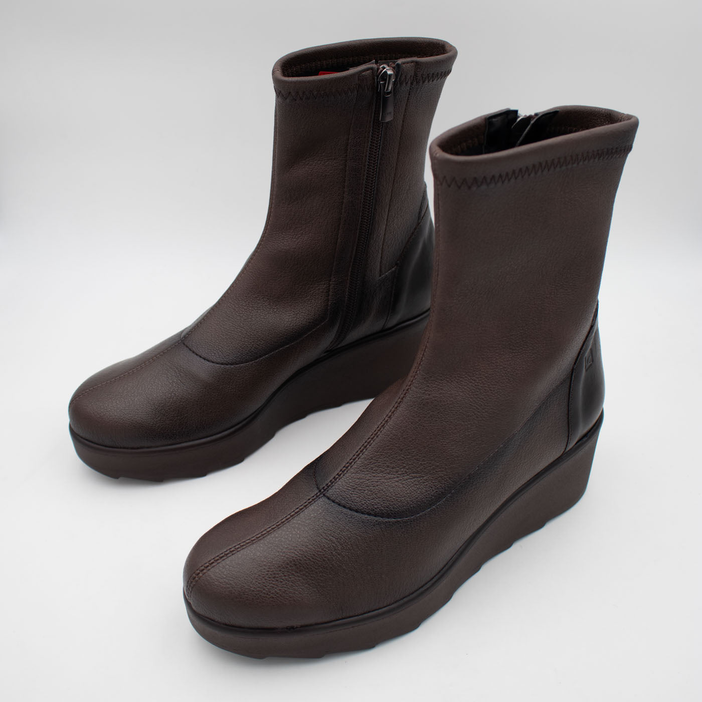 Jose Saenz Nieves Chocolate Brown Stretch Wedge Ankle Boots