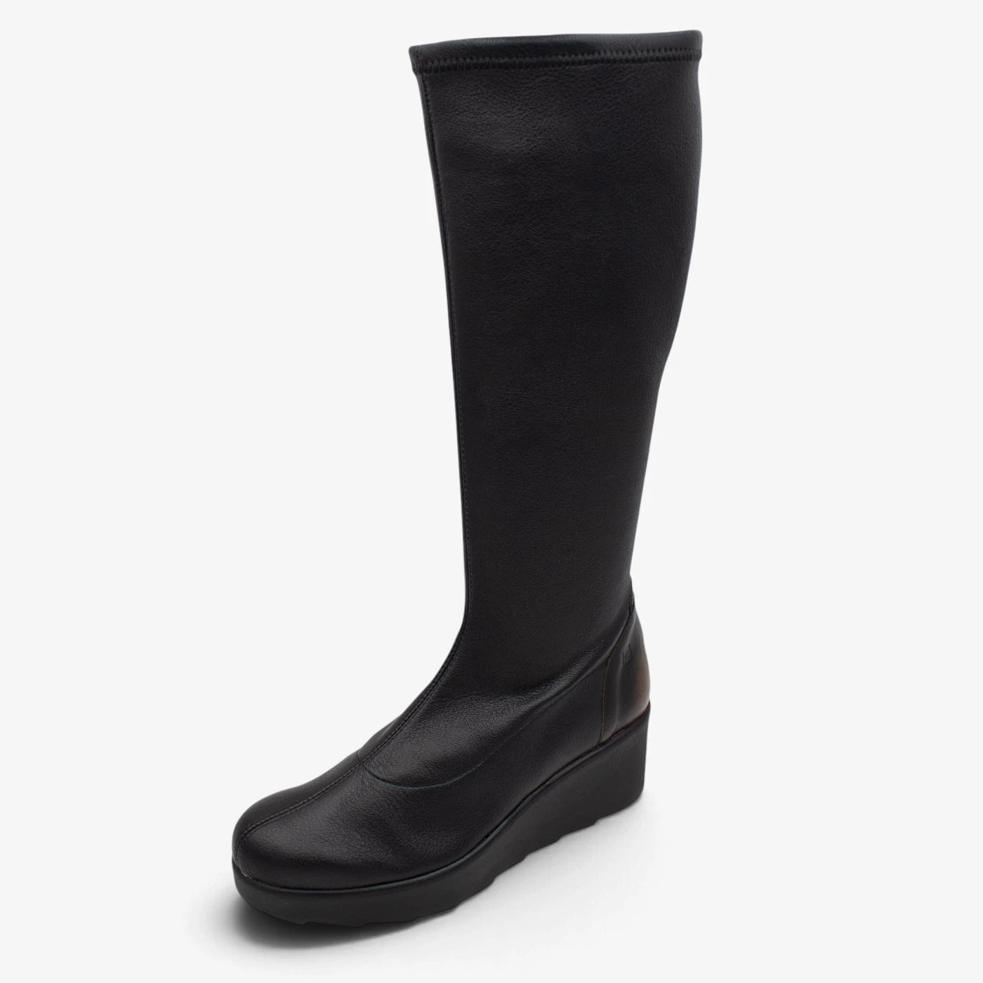 Jose Saenz Nieves Black Stretch Knee-High Wedge Boots