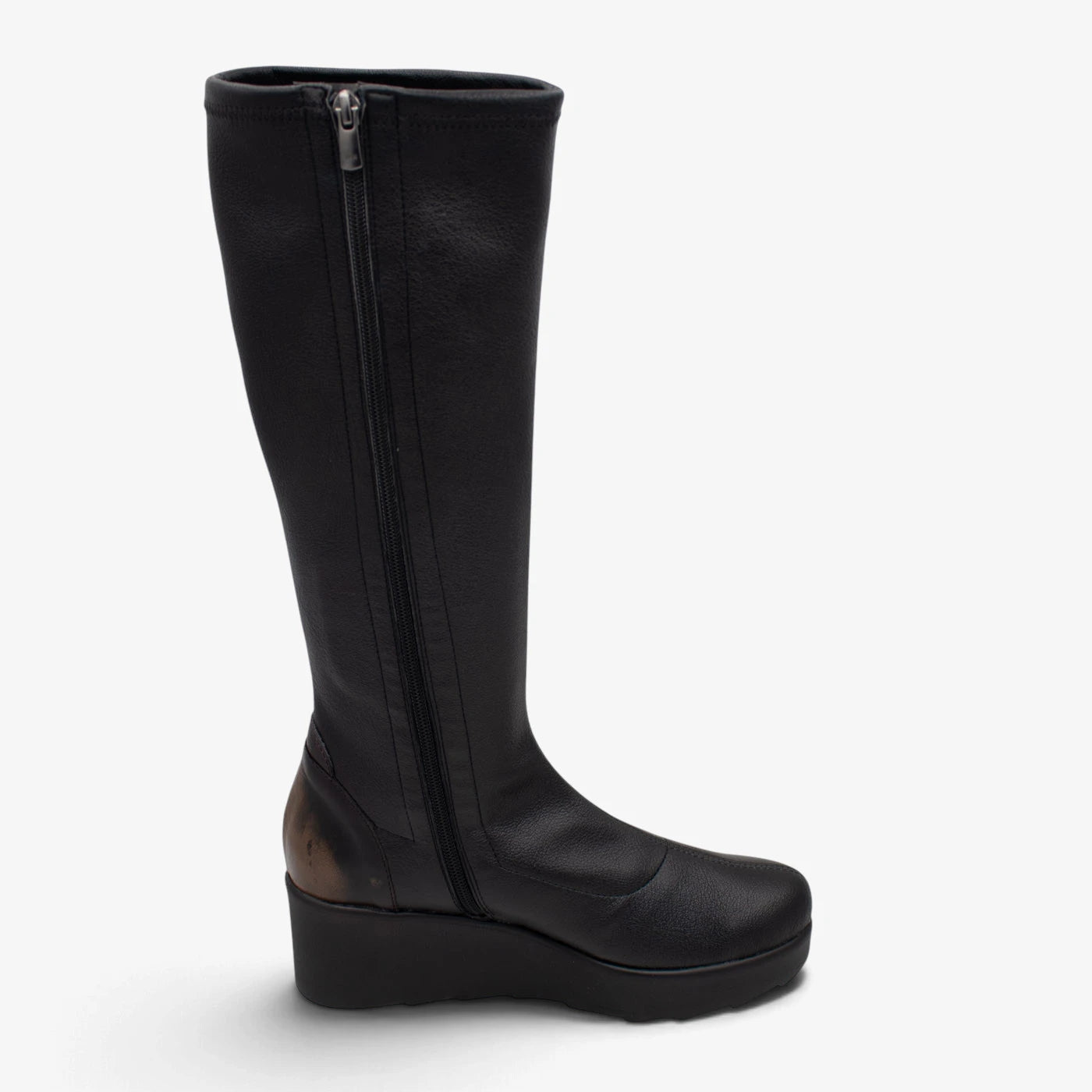 Jose Saenz Nieves Black Stretch Knee-High Wedge Boots