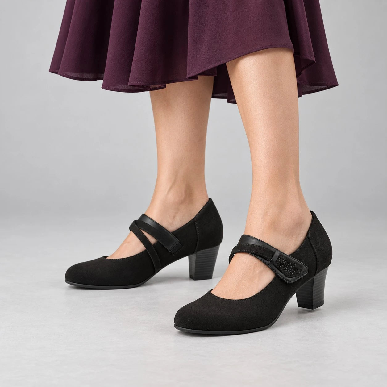 Jana Softline Black Wide Fit Mary Jane Heels