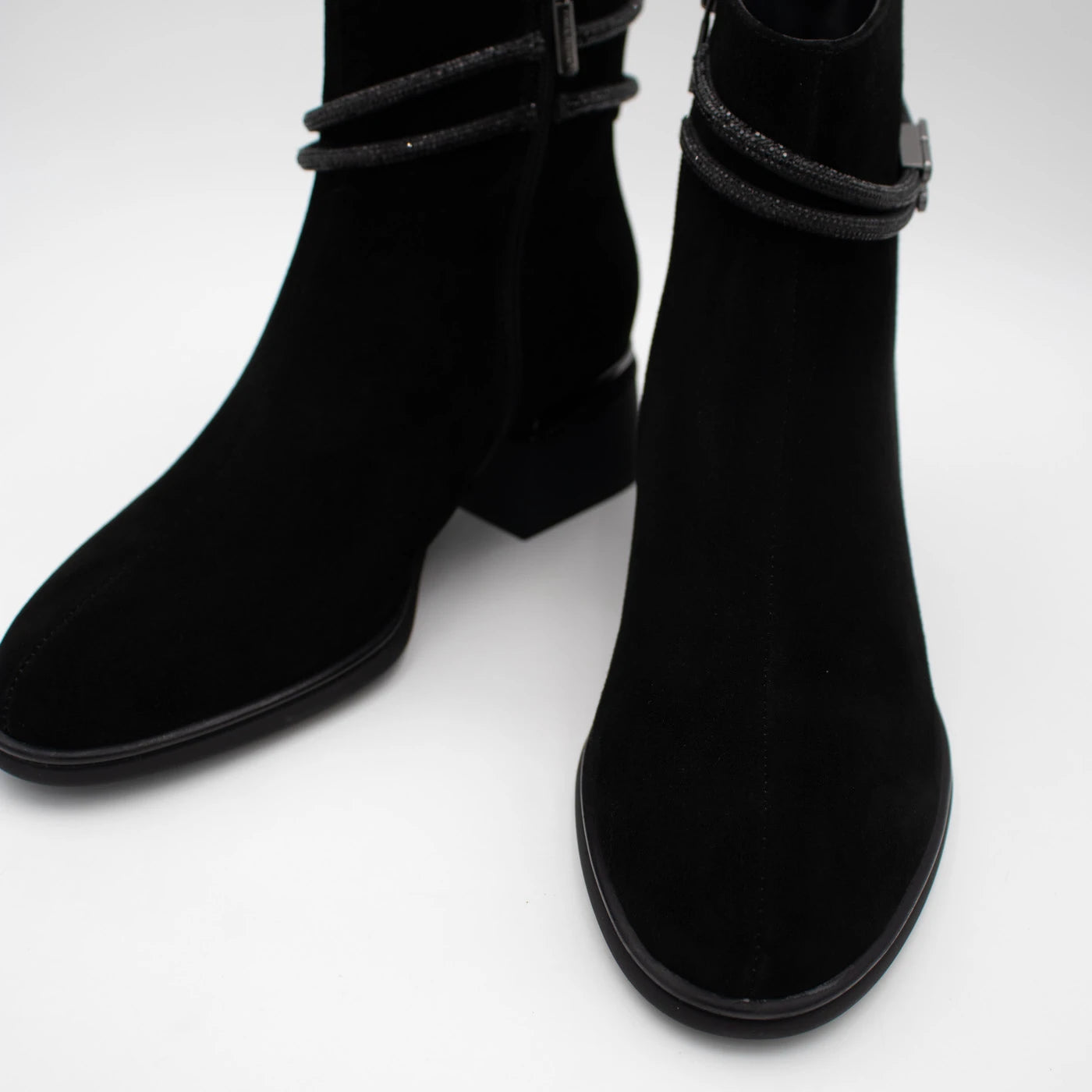 Loretta Vitale Black Suede Embellished Ankle Boots