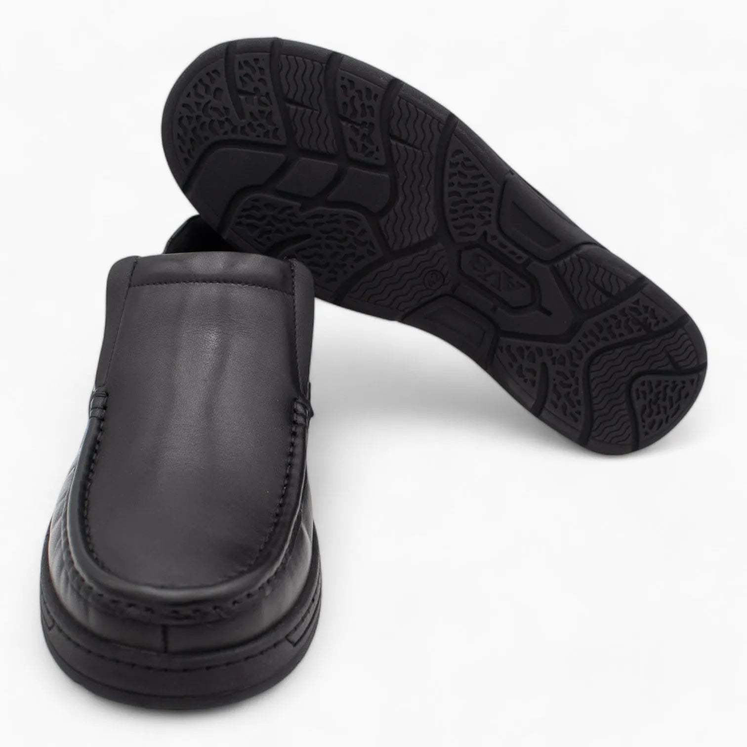 AV8 Mens Kalvin Black Slip-On Leather Shoes - Leavys Shoes