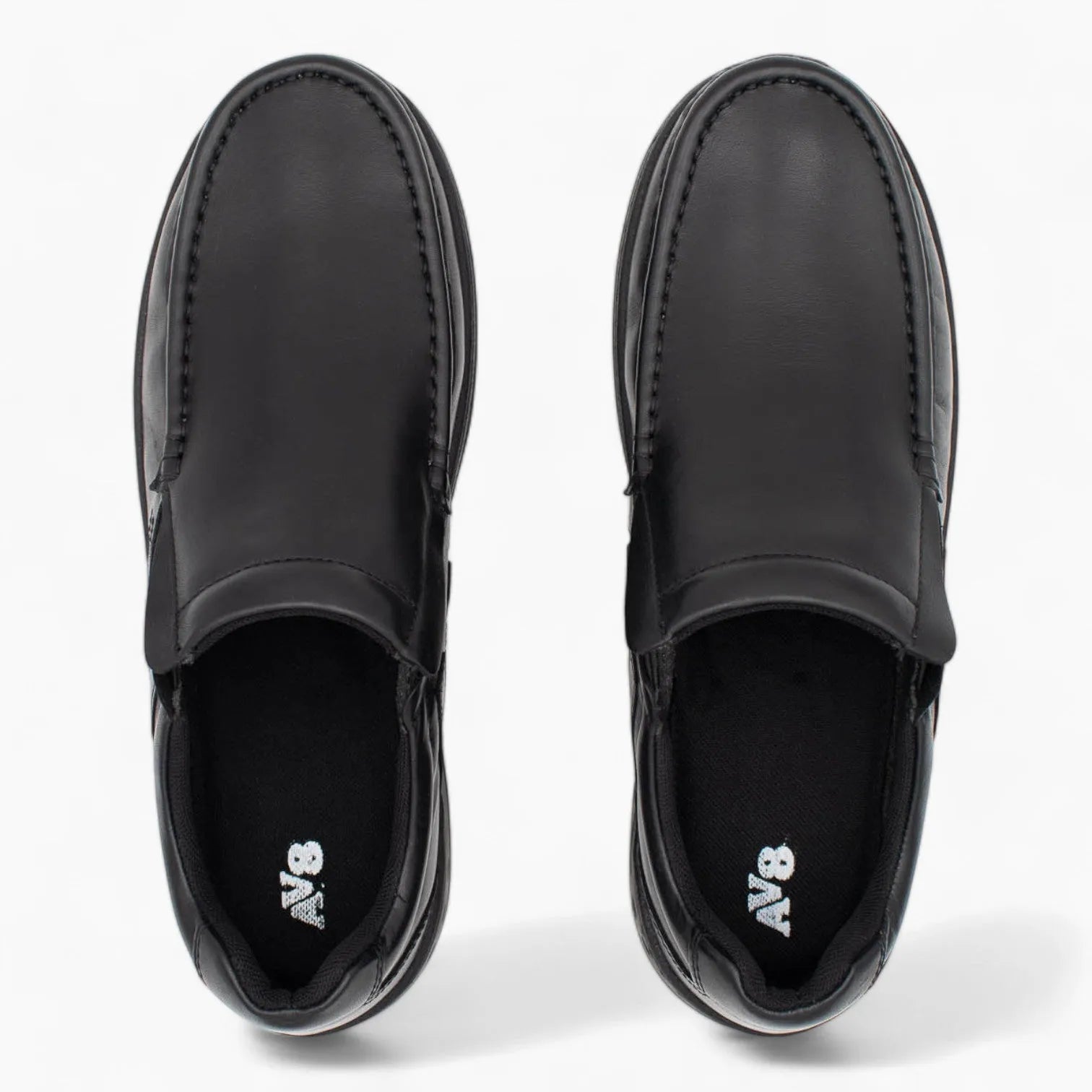 AV8 Mens Kalvin Black Slip-On Leather Shoes - Leavys Shoes