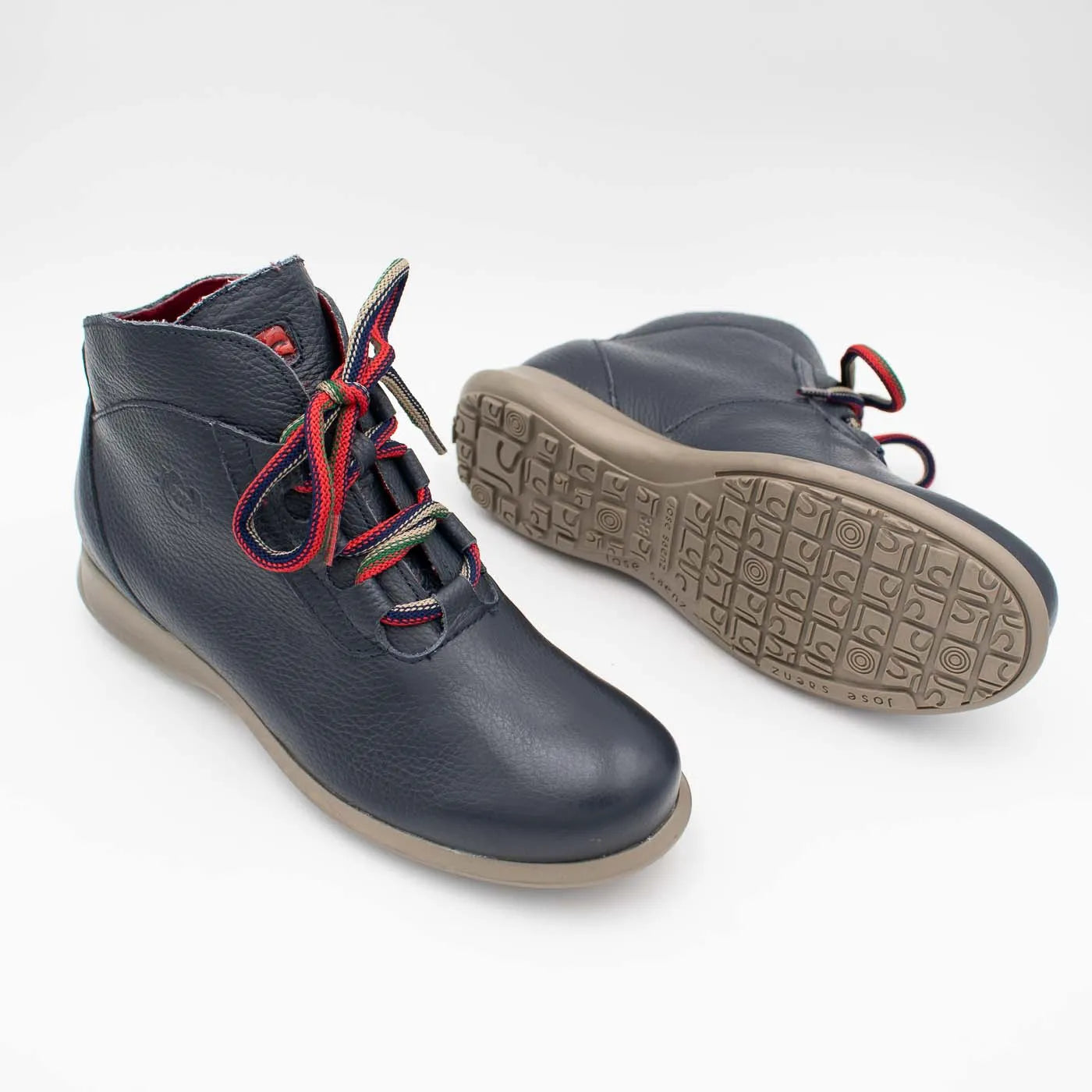 Jose Saenz Navy Leather Rural Ankle Boots with Eucalyptus Lining - Leavys Shoes