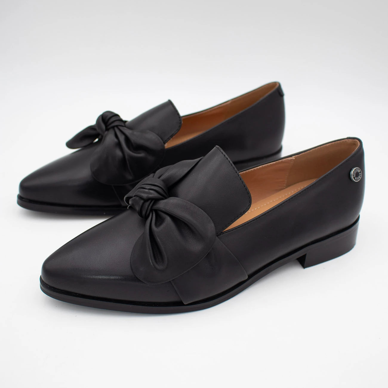 Loretta Vitale Black Leather Bow Loafer