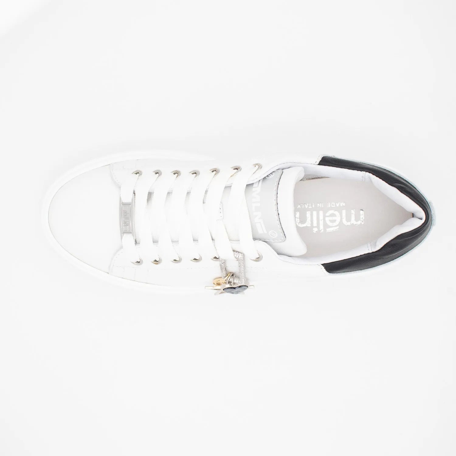 Meline White Platform Trainers with Charm Detail - Leavys Shoes