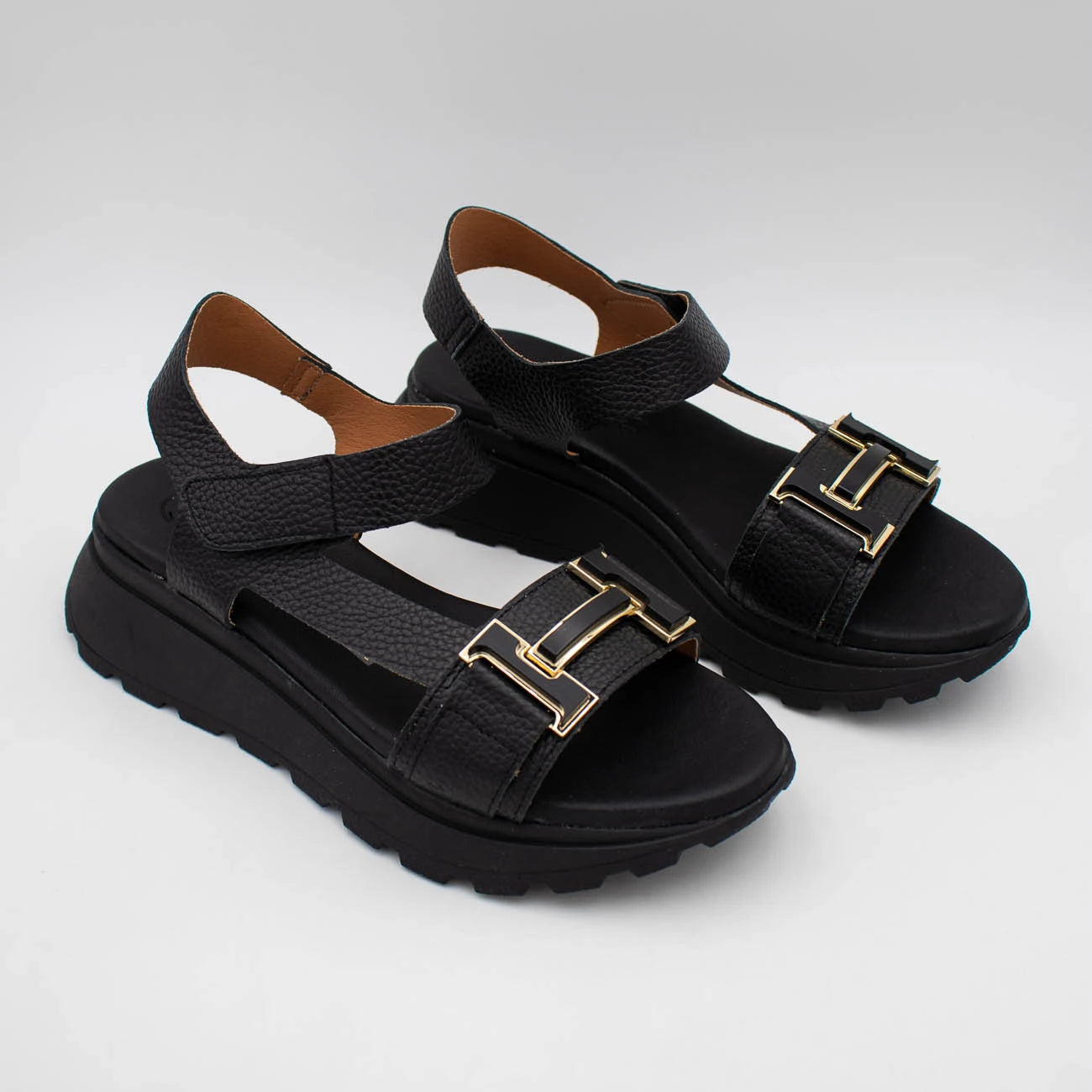 OH! My Sandals Black Sandal (Velcro Fastening) – 5953