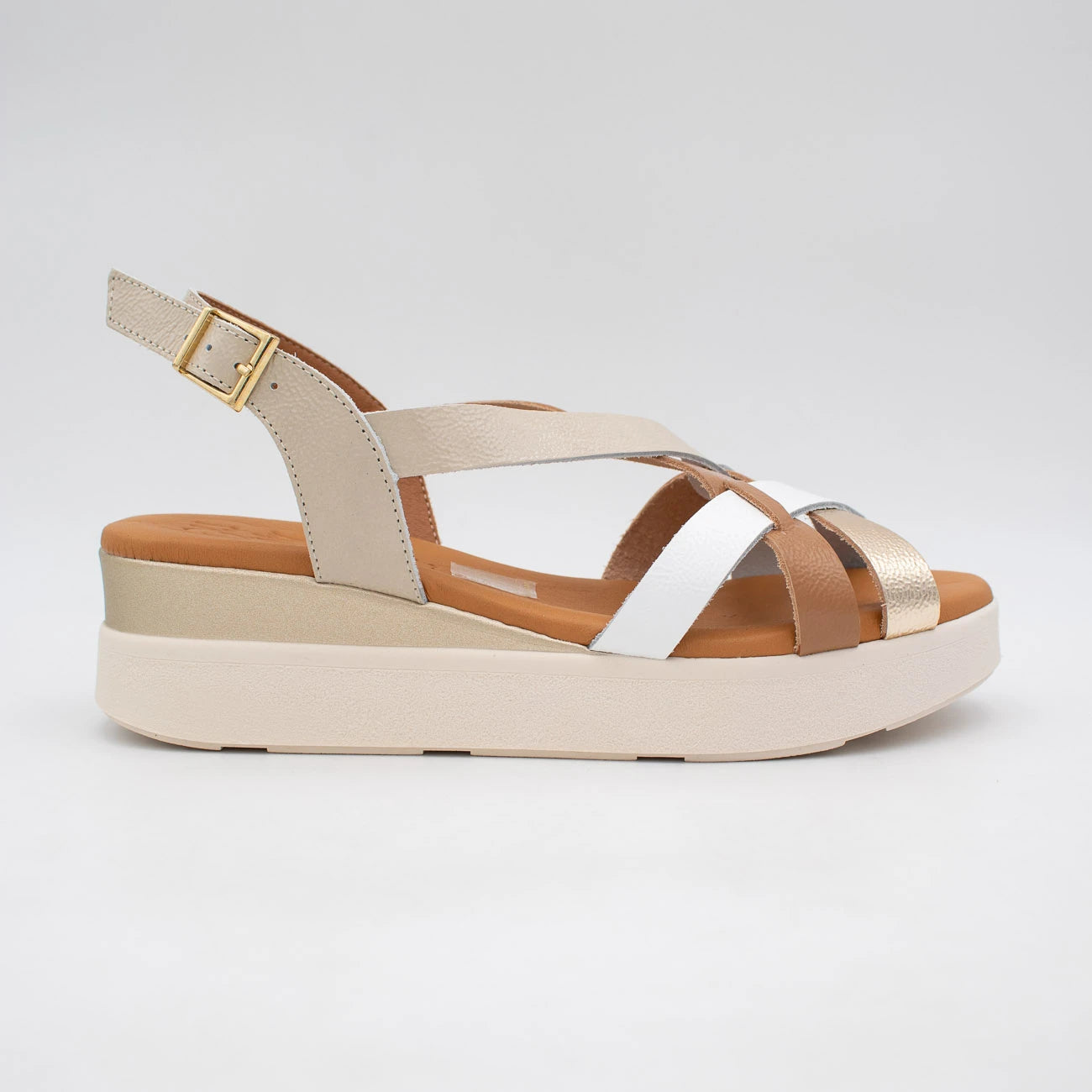 OH! My Sandals Ivory Multi Sandal (Buckle Fastening) – 5960