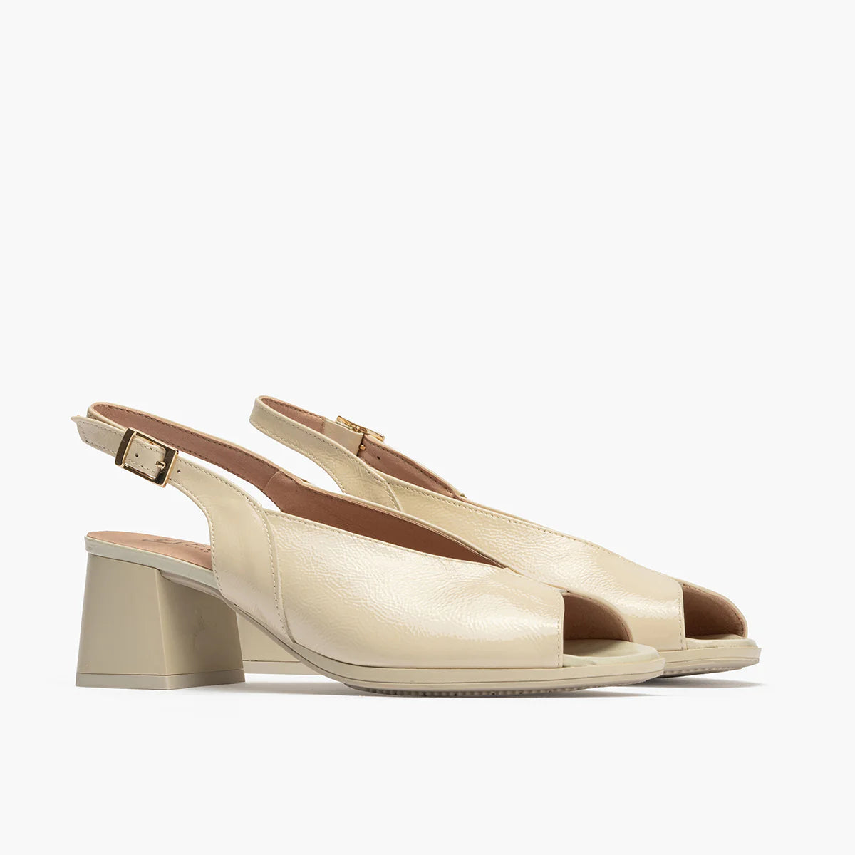 Pitillos Cream Patent Open-Toe Slingback Sandal - Leavys Shoes