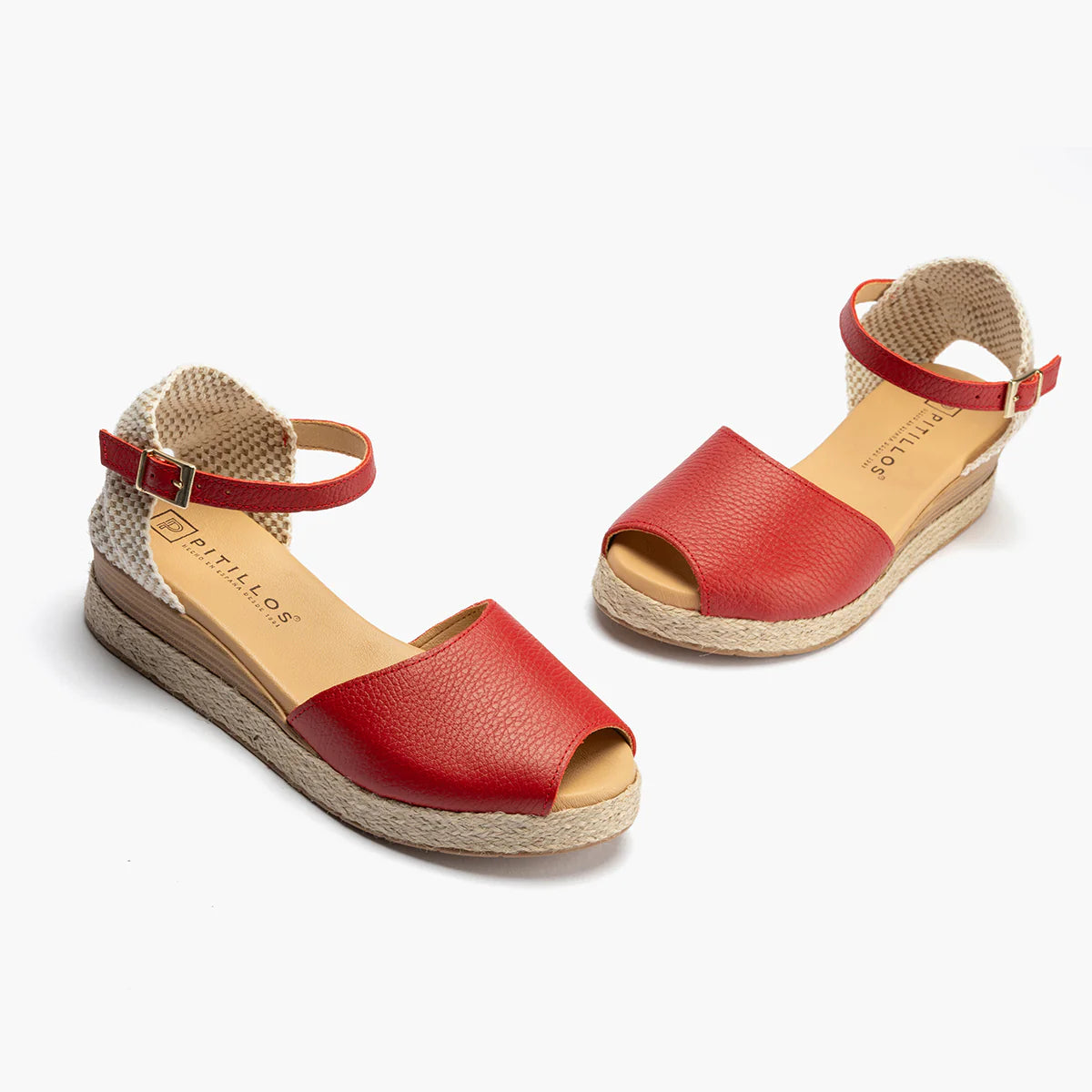 Red Leather Espadrille Sandal – Pitillos 10580 Rojo - Leavys Shoes