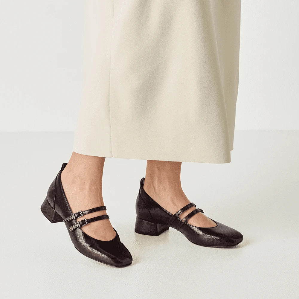 Tamaris Burgundy Patent Double-Strap Mary Jane Shoes