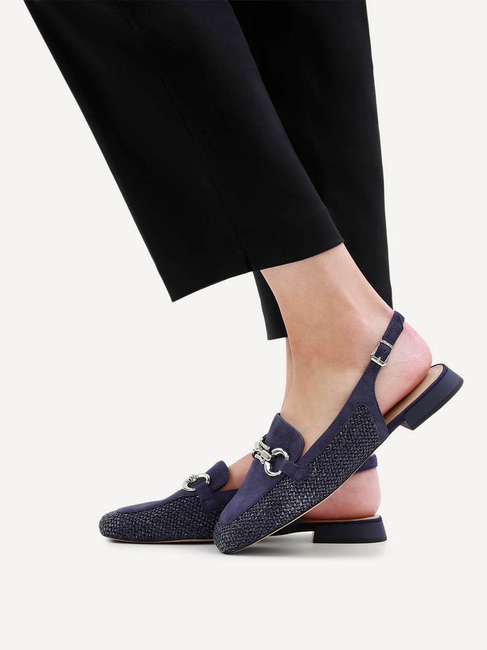 Caprice Navy Slingback Loafer with Woven Textile – 9-29410-46 880